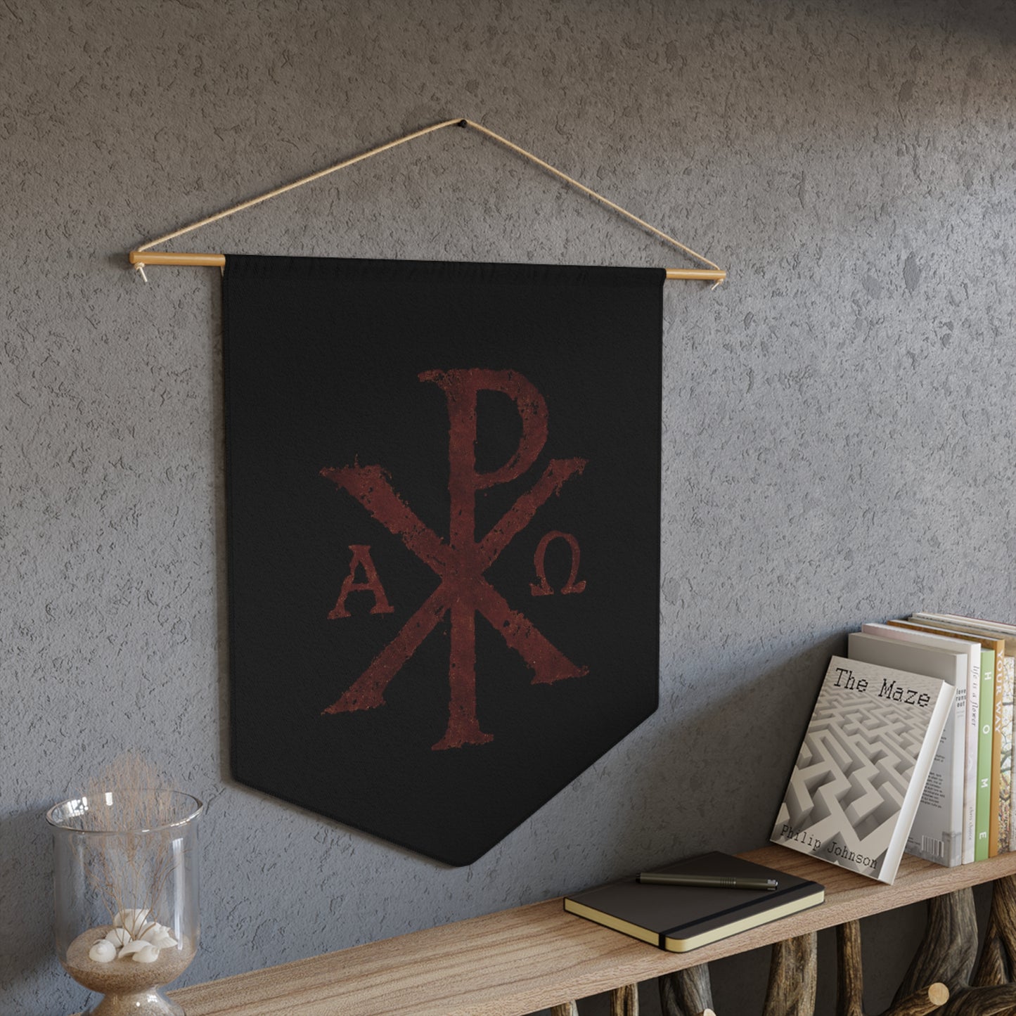 Alpha Omega Chi-Rho Banner — Christian Symbol Wall Flag