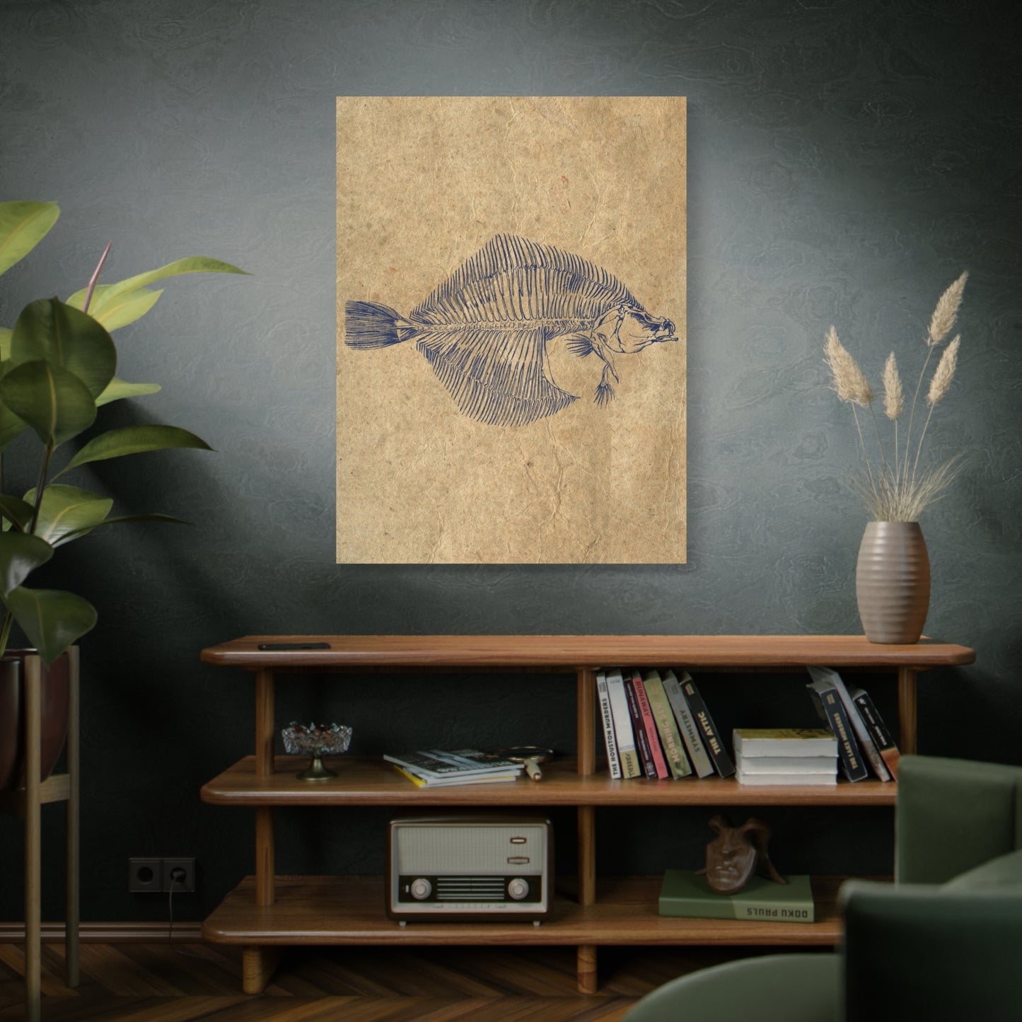 Vintage Fish Skeleton Illustration Matte Canvas