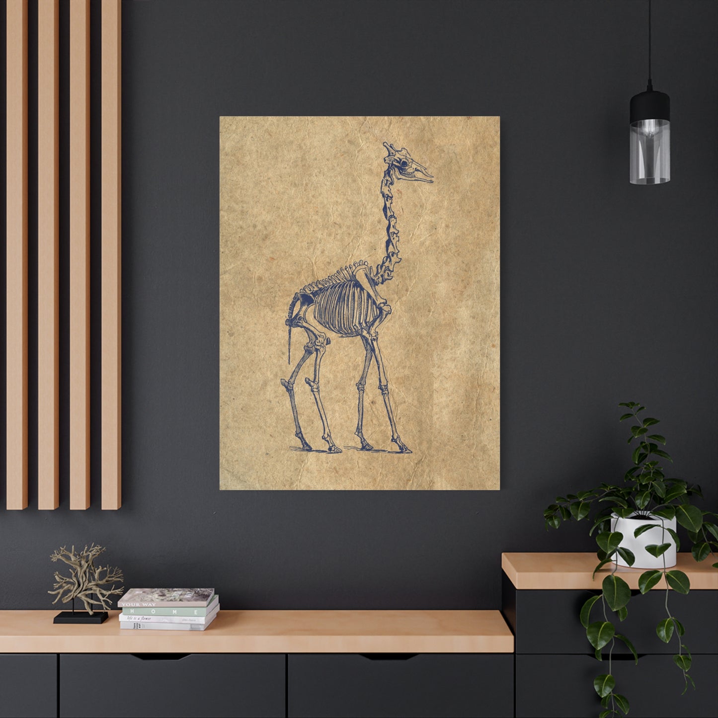 Giraffe Skeleton Illustration Matte Canvas