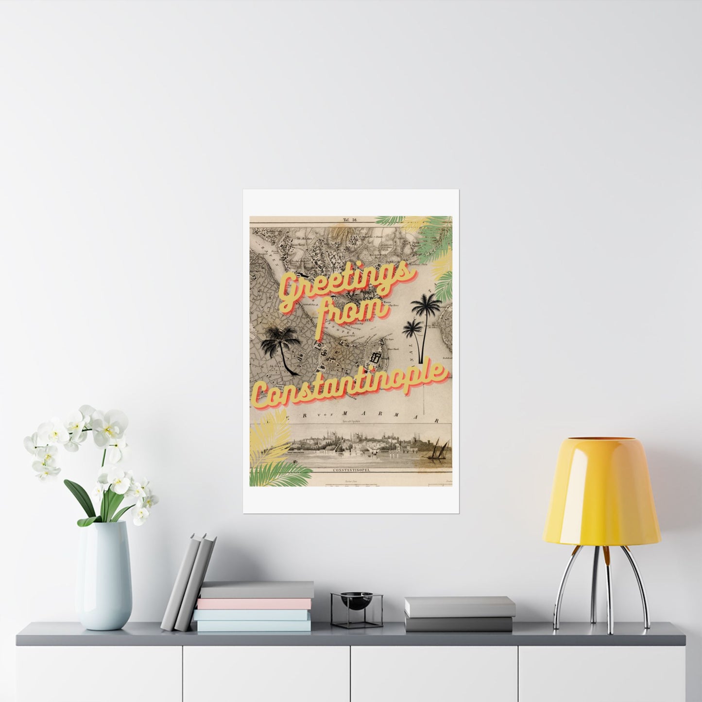 Greetings From Constantinople Matte Poster — Vintage Travel Map Wall Art