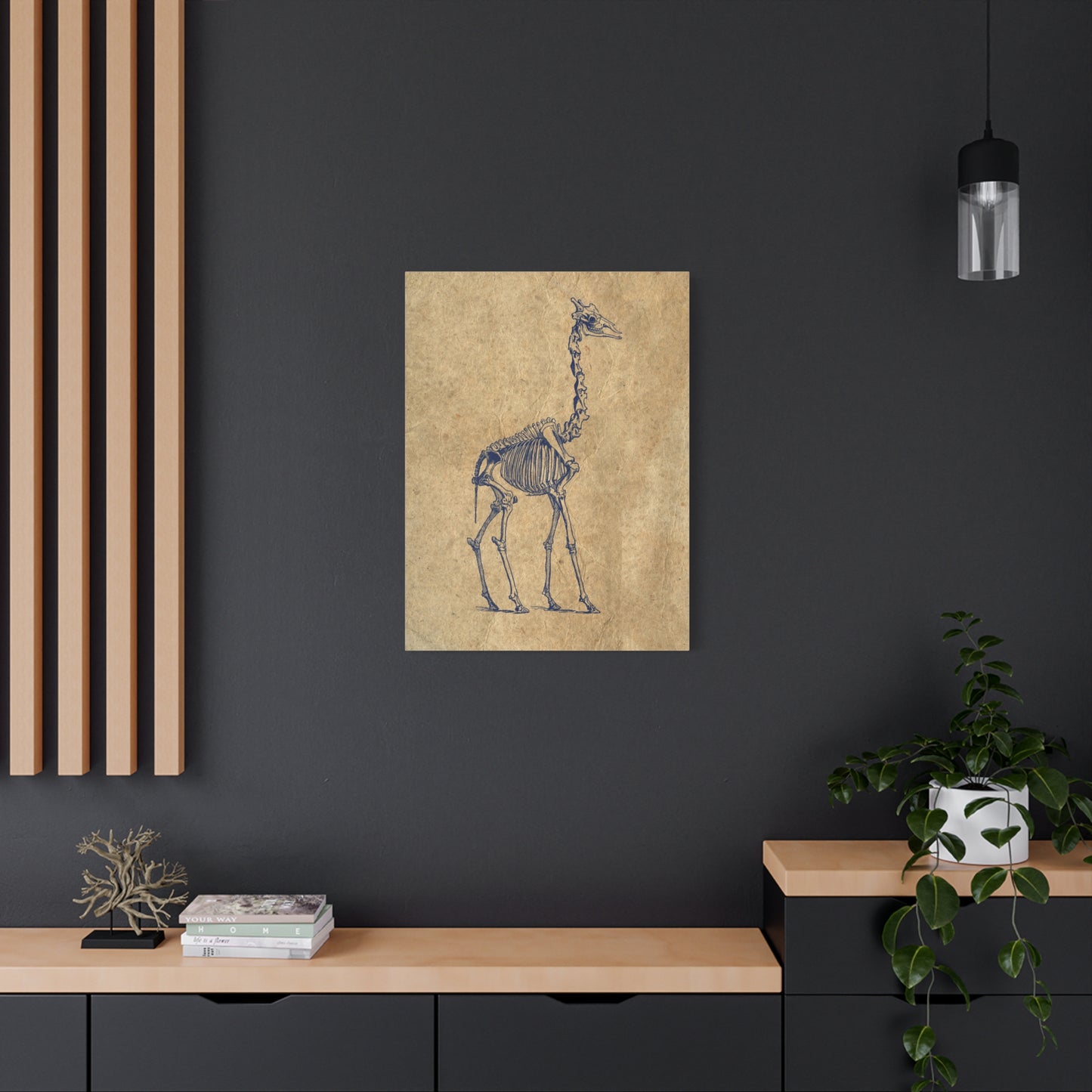 Giraffe Skeleton Illustration Matte Canvas