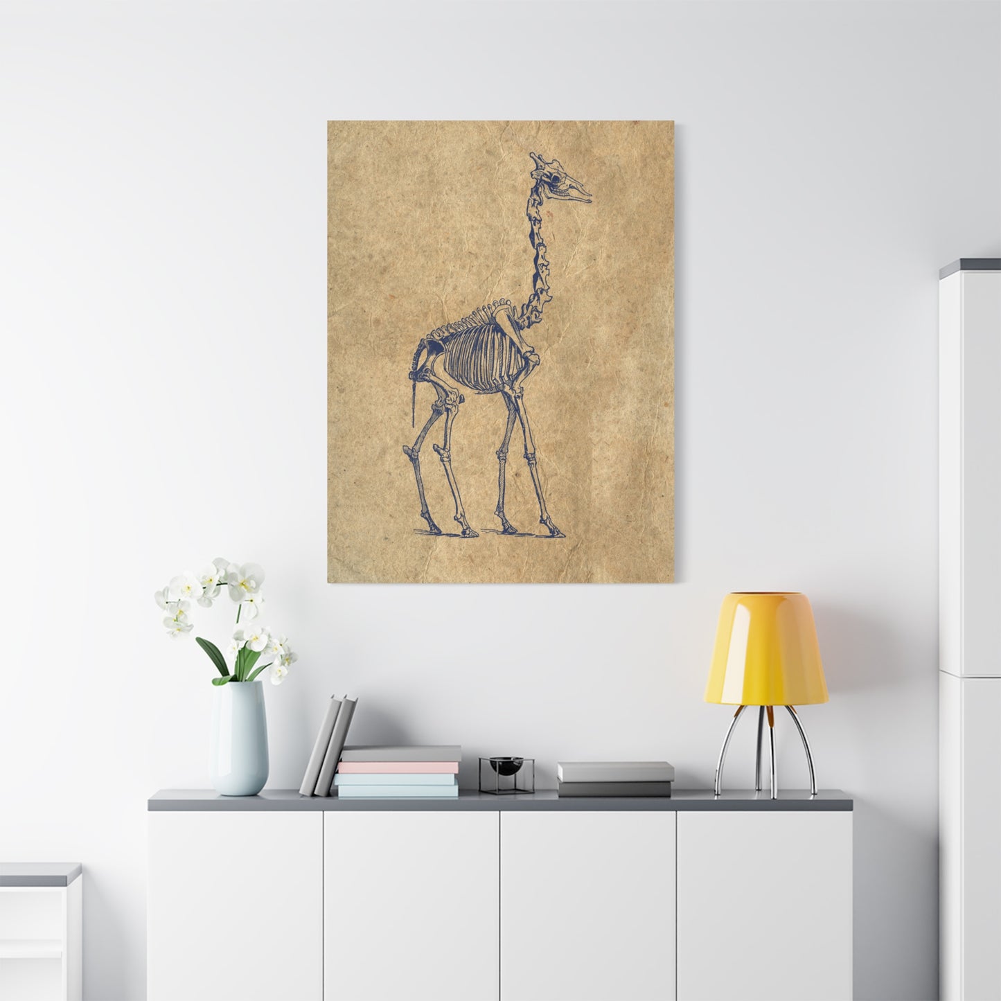 Giraffe Skeleton Illustration Matte Canvas