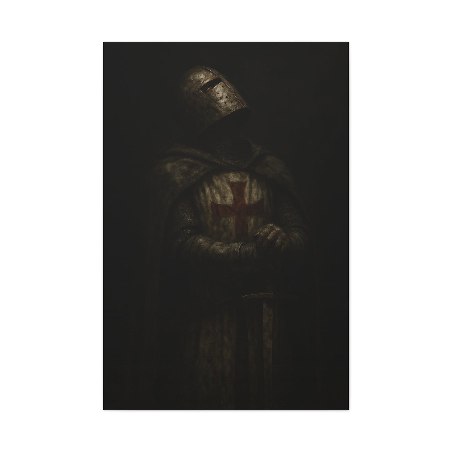 Dark Crusader Knight Matte Canvas | Stretched Wall Art