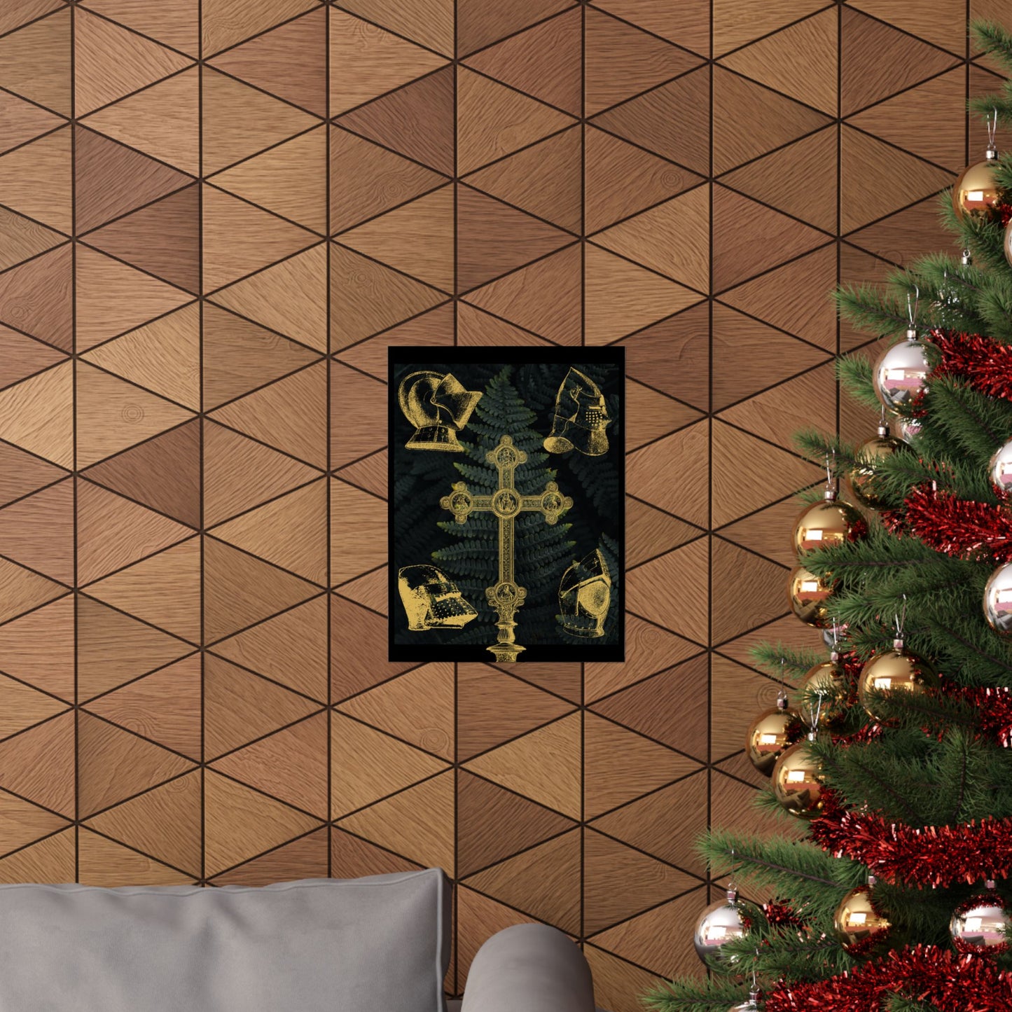 Gold Cross and Helms | Matte Vertical Poster