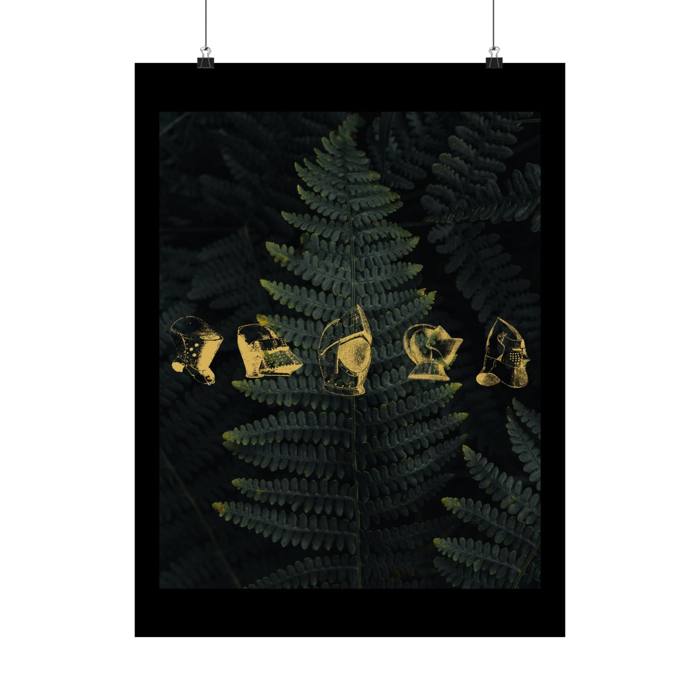 Gold Medieval Helms Matte Vertical Poster | Wall Art