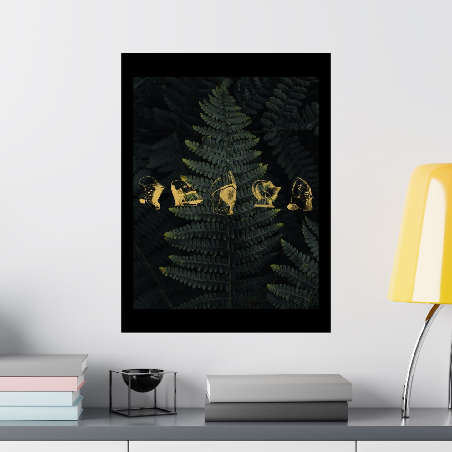 Gold Medieval Helms Matte Vertical Poster | Wall Art