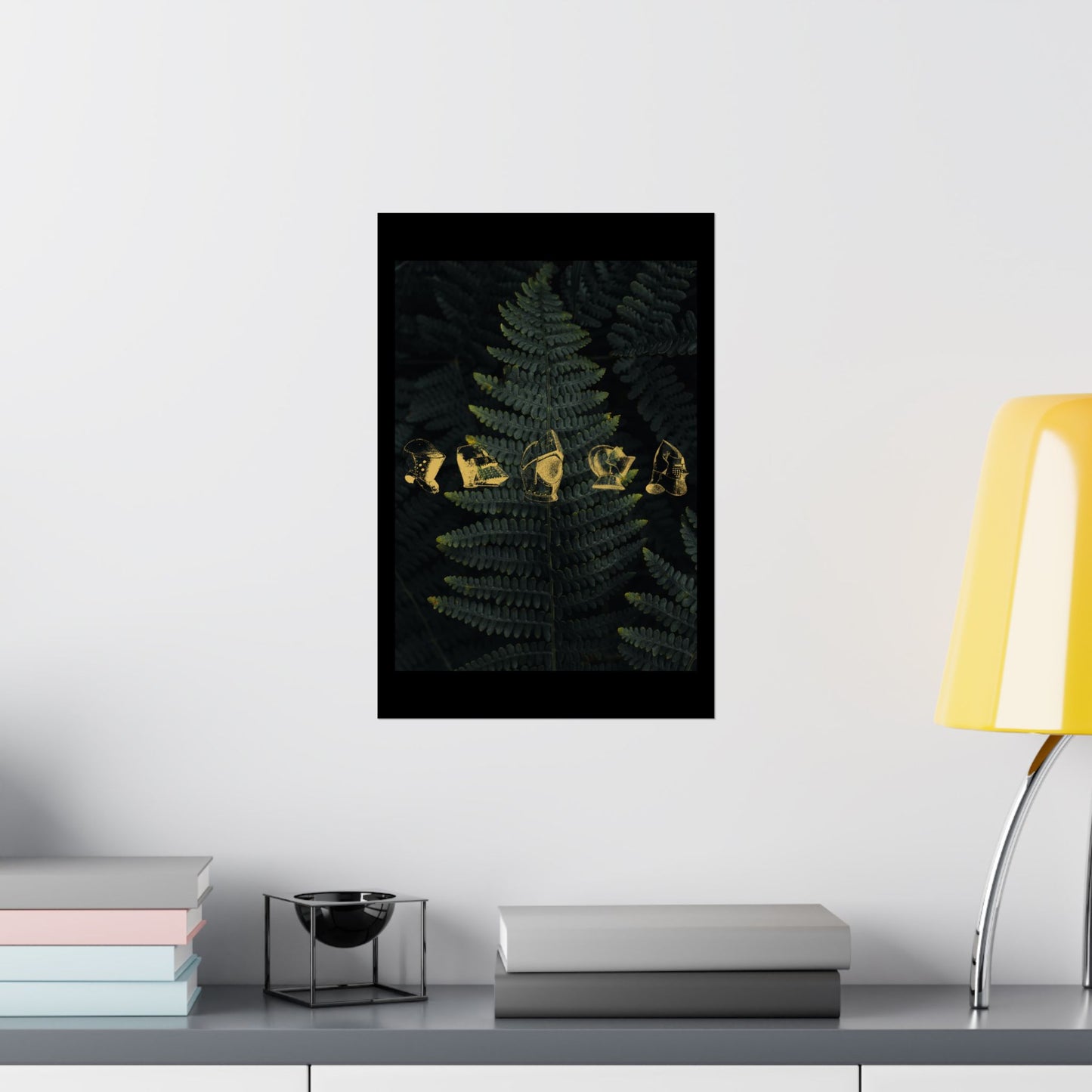 Gold Medieval Helms Matte Vertical Poster | Wall Art