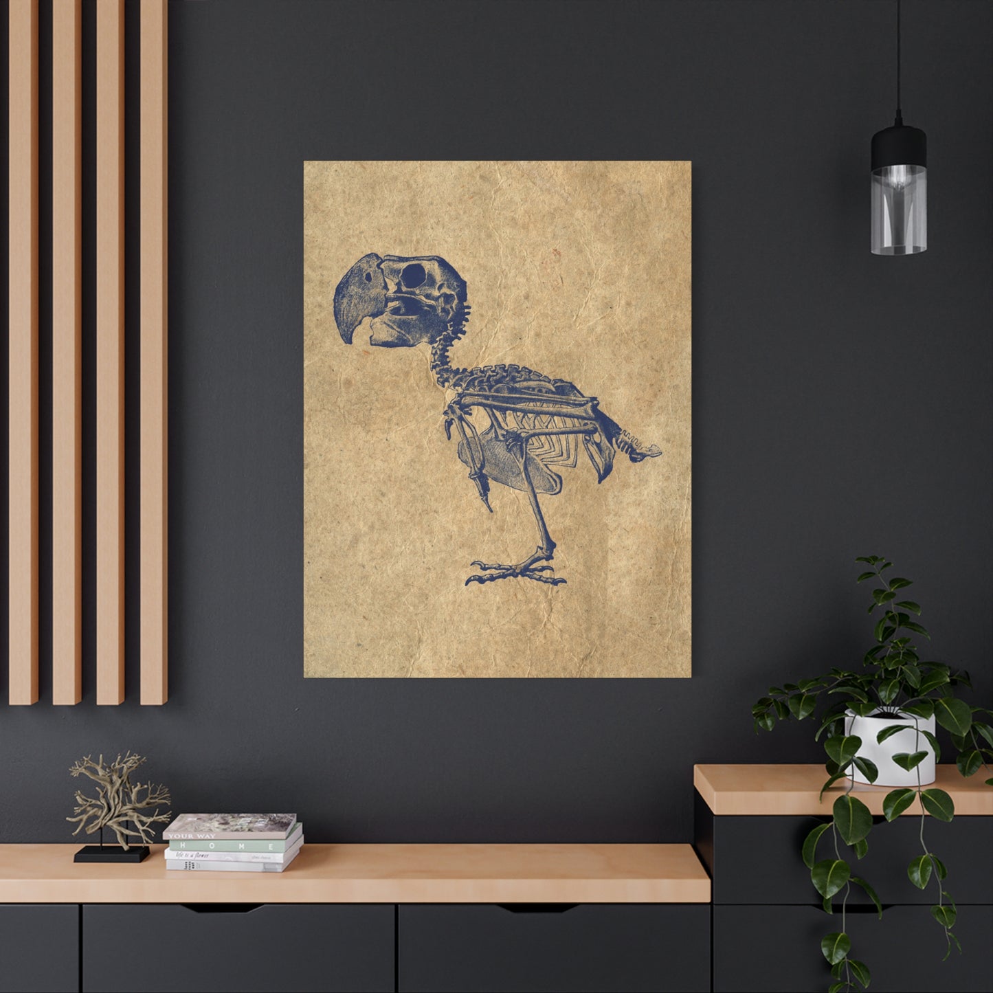 Parrot Skeleton Illustration Matte Canvas