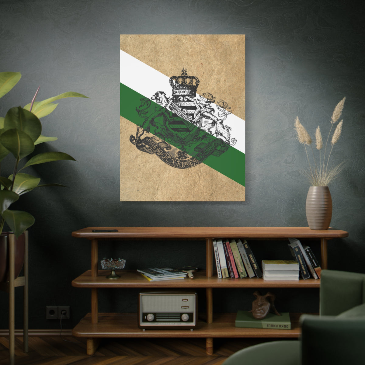 19th Century Saxon Heraldry Canvas Print — Vintage Coat of Arms Wall Art