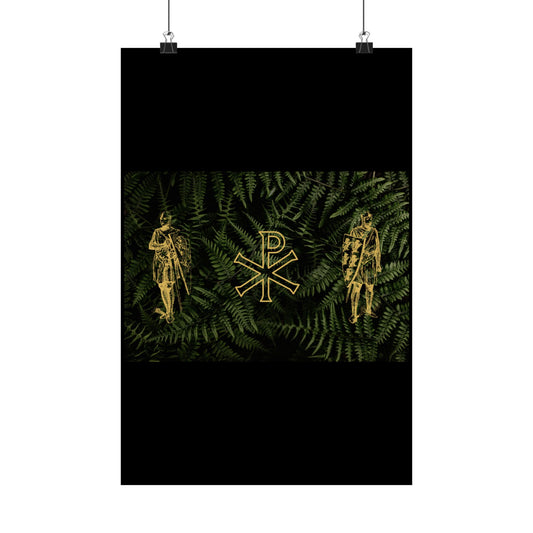 Gold Chi Rho Matte Vertical Poster | Christian Wall Art