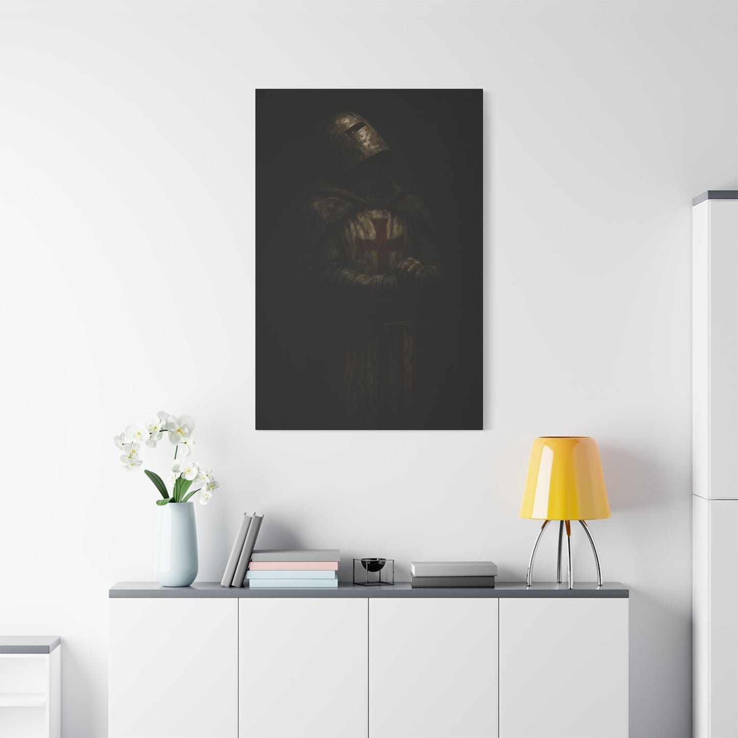 Dark Crusader Knight Matte Canvas | Stretched Wall Art