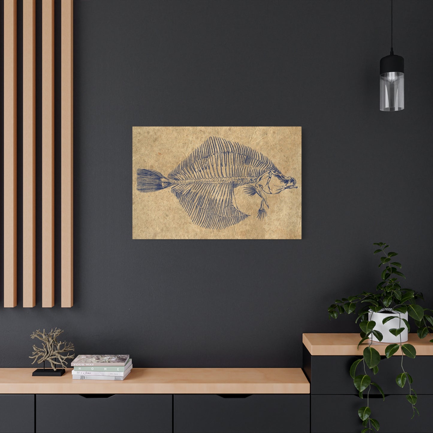 Vintage Fish Skeleton Illustration Matte Canvas