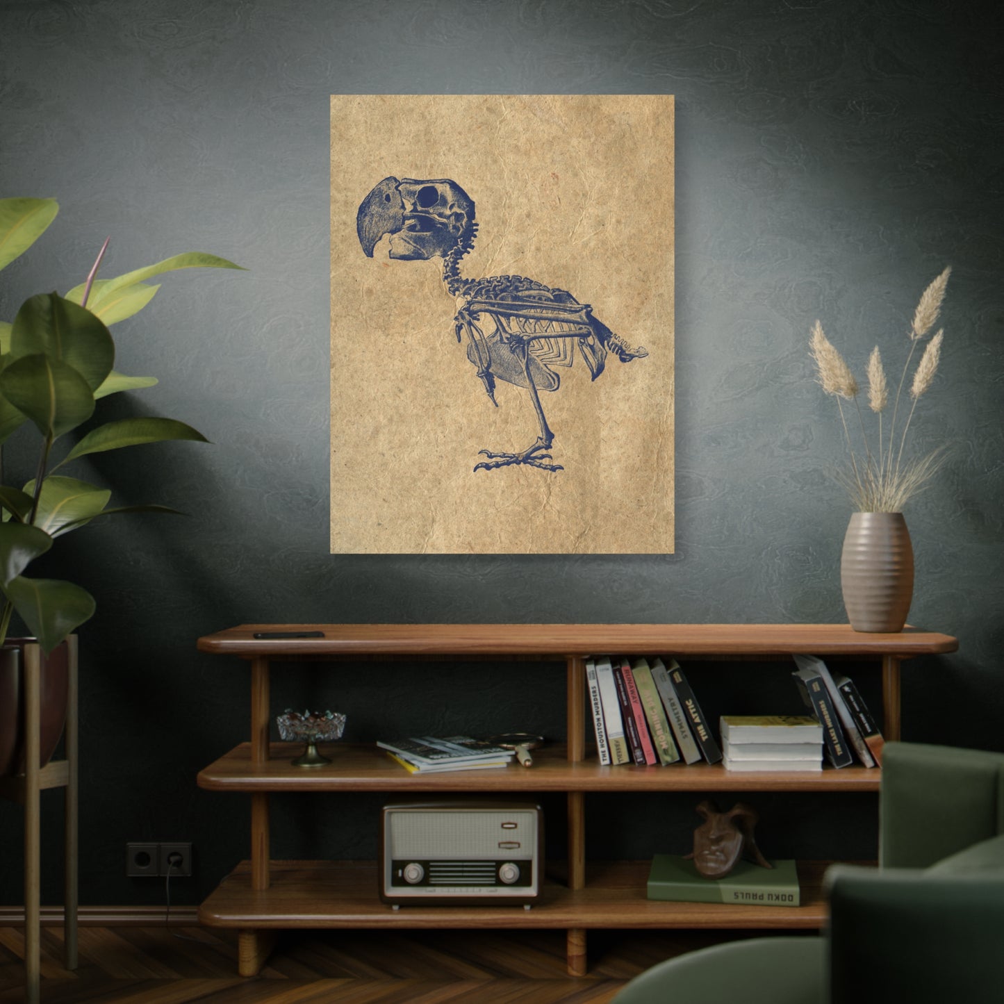Parrot Skeleton Illustration Matte Canvas
