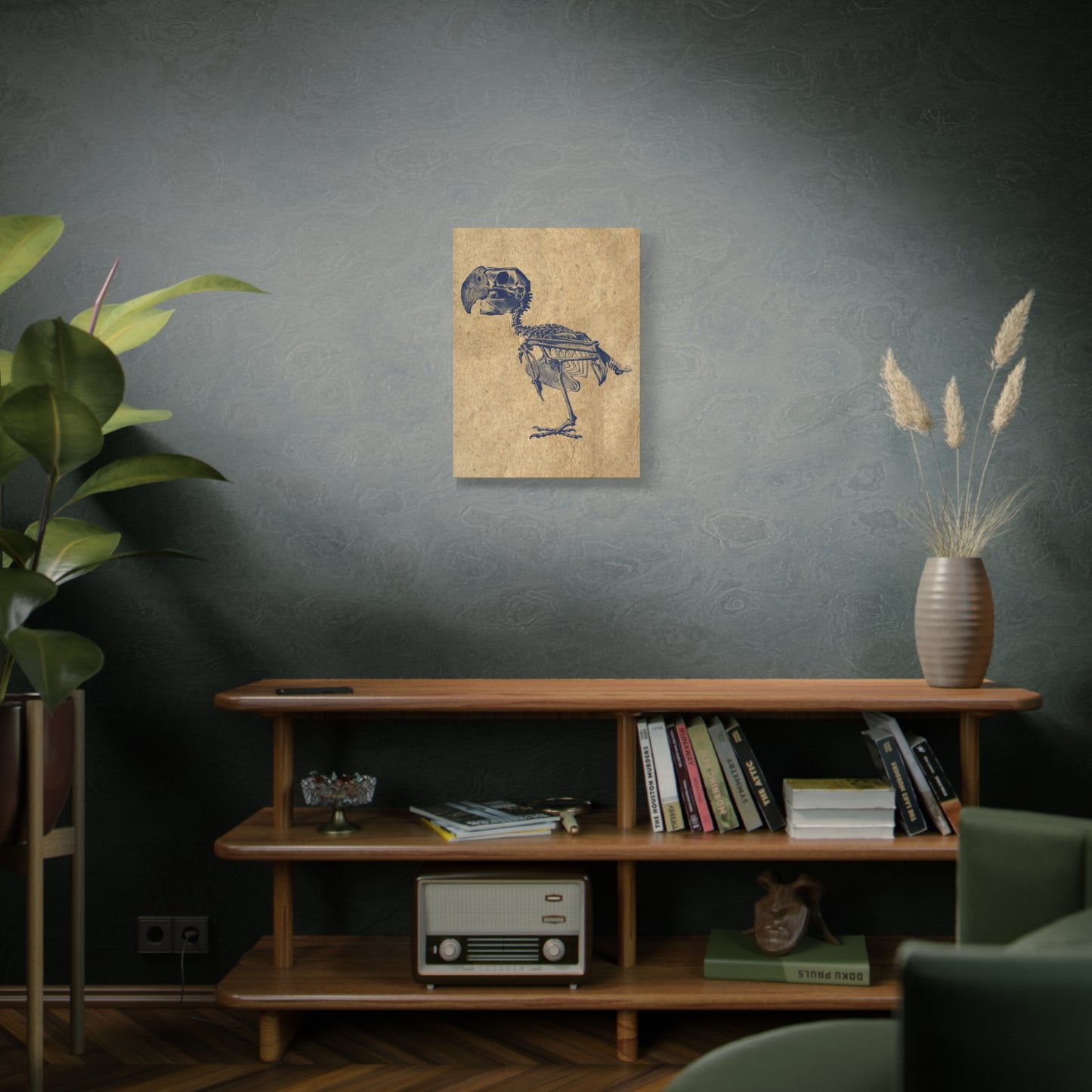 Parrot Skeleton Illustration Matte Canvas
