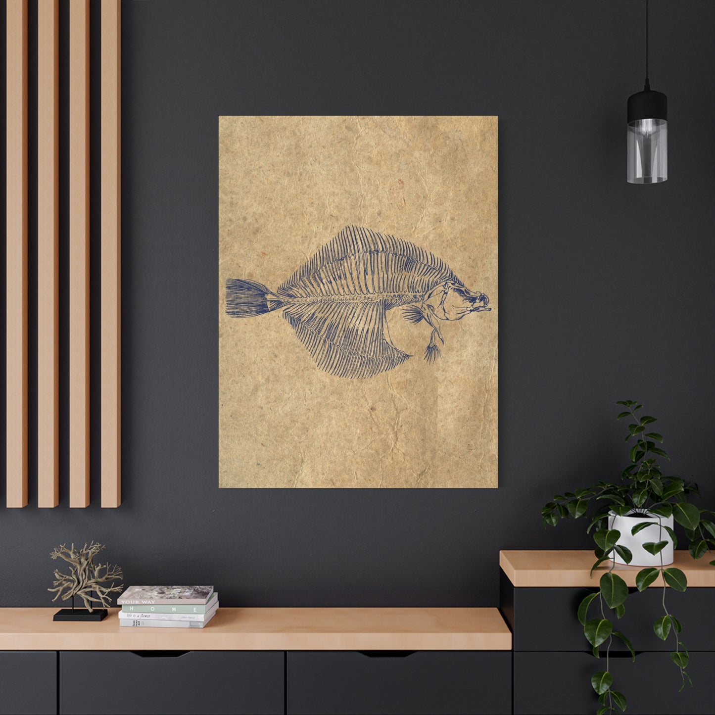 Vintage Fish Skeleton Illustration Matte Canvas