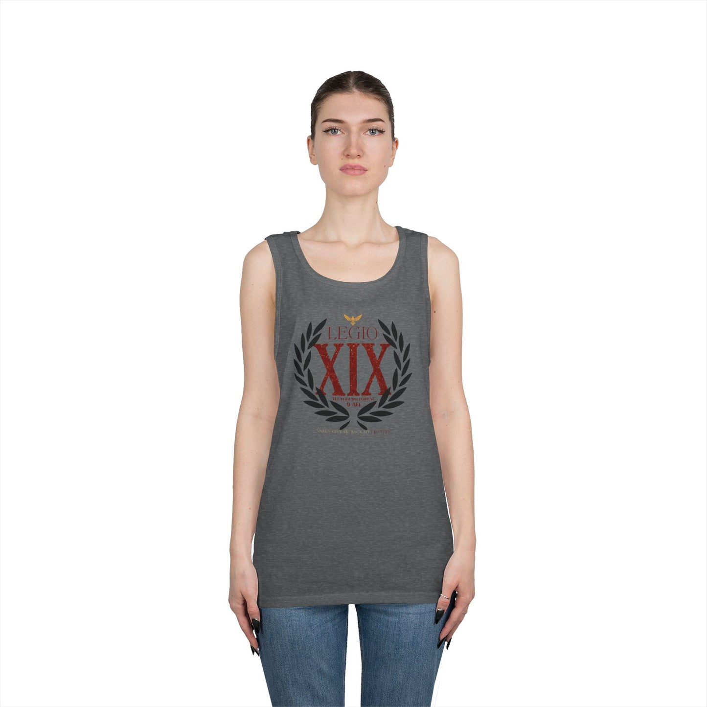 Historically Inspired 19th Legion Tank Top, Rome Teutoburg Forest Augustus Quote, Unisex Cotton Sleeveless Shirt. Alternative: Roman Empire