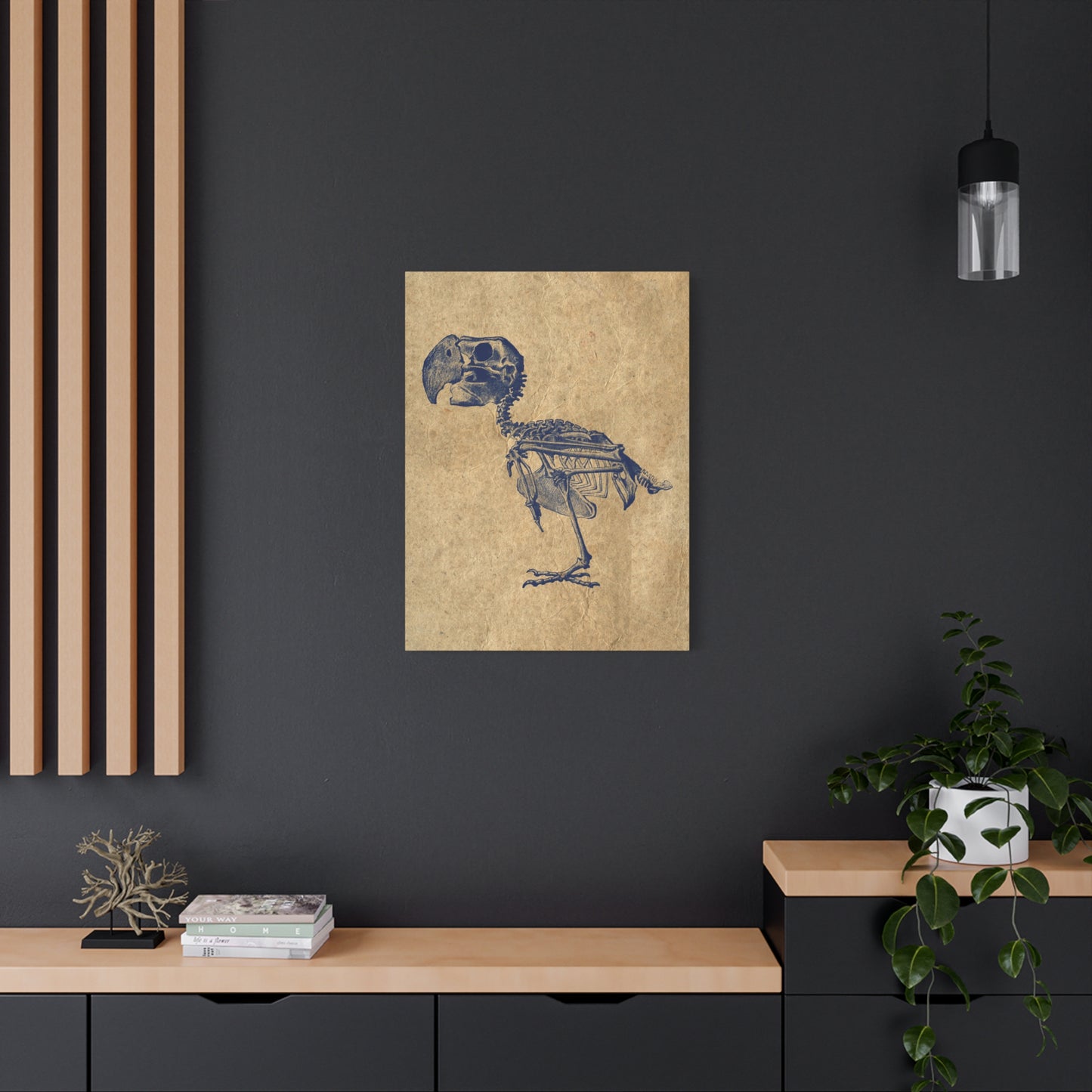Parrot Skeleton Illustration Matte Canvas