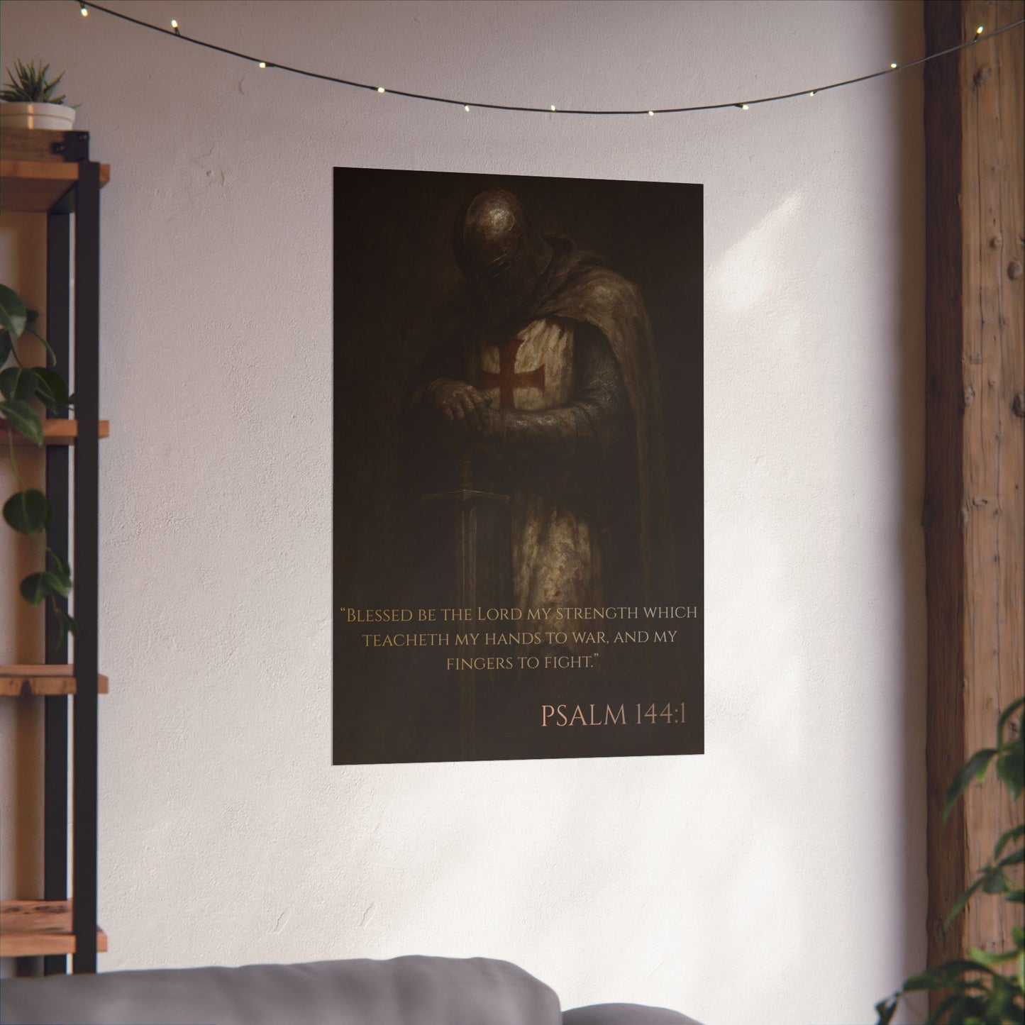 Templar Knight Matte Vertical Poster, Psalm 144:1 Art Print, Wall Decor, Home Decoration