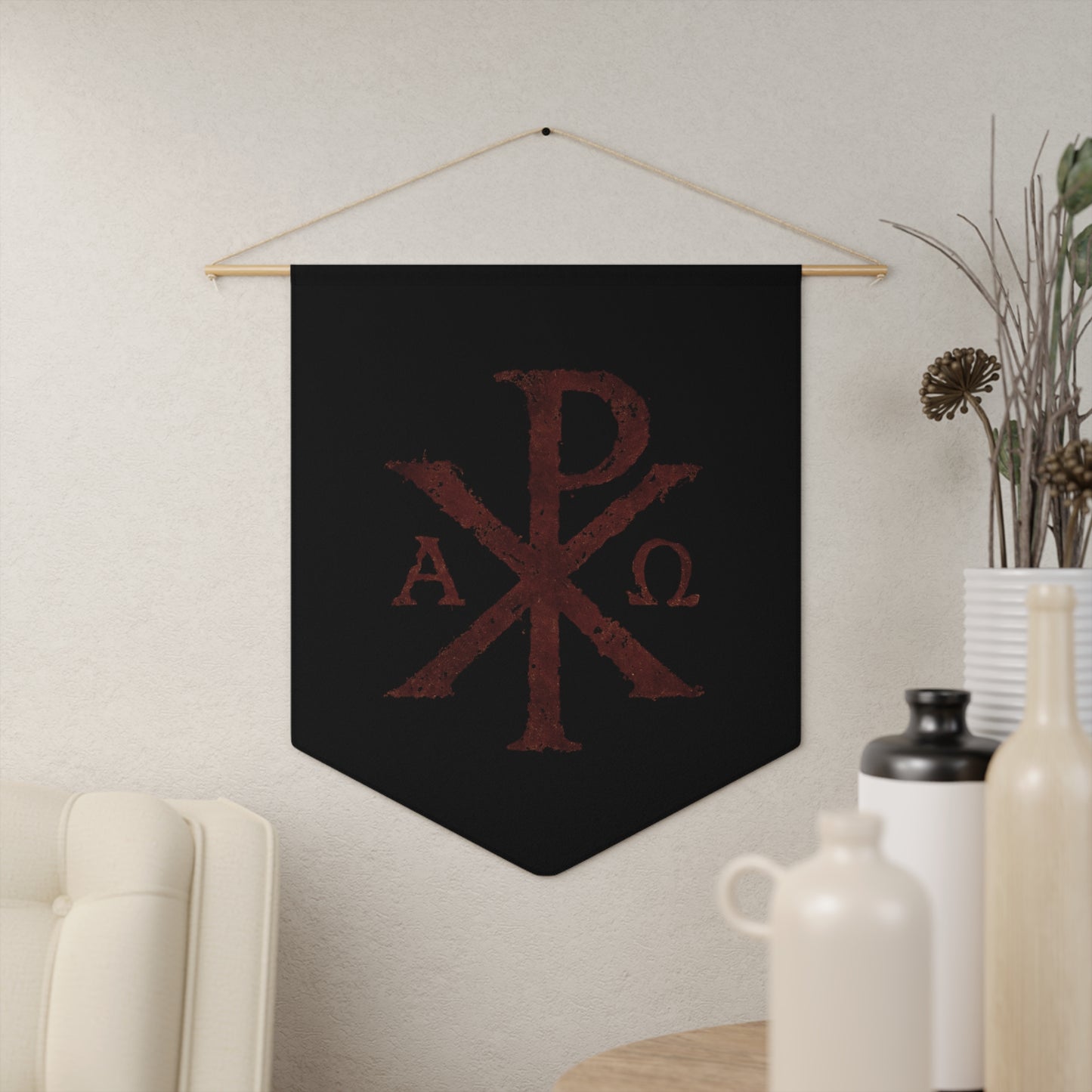 Alpha Omega Chi-Rho Banner — Christian Symbol Wall Flag