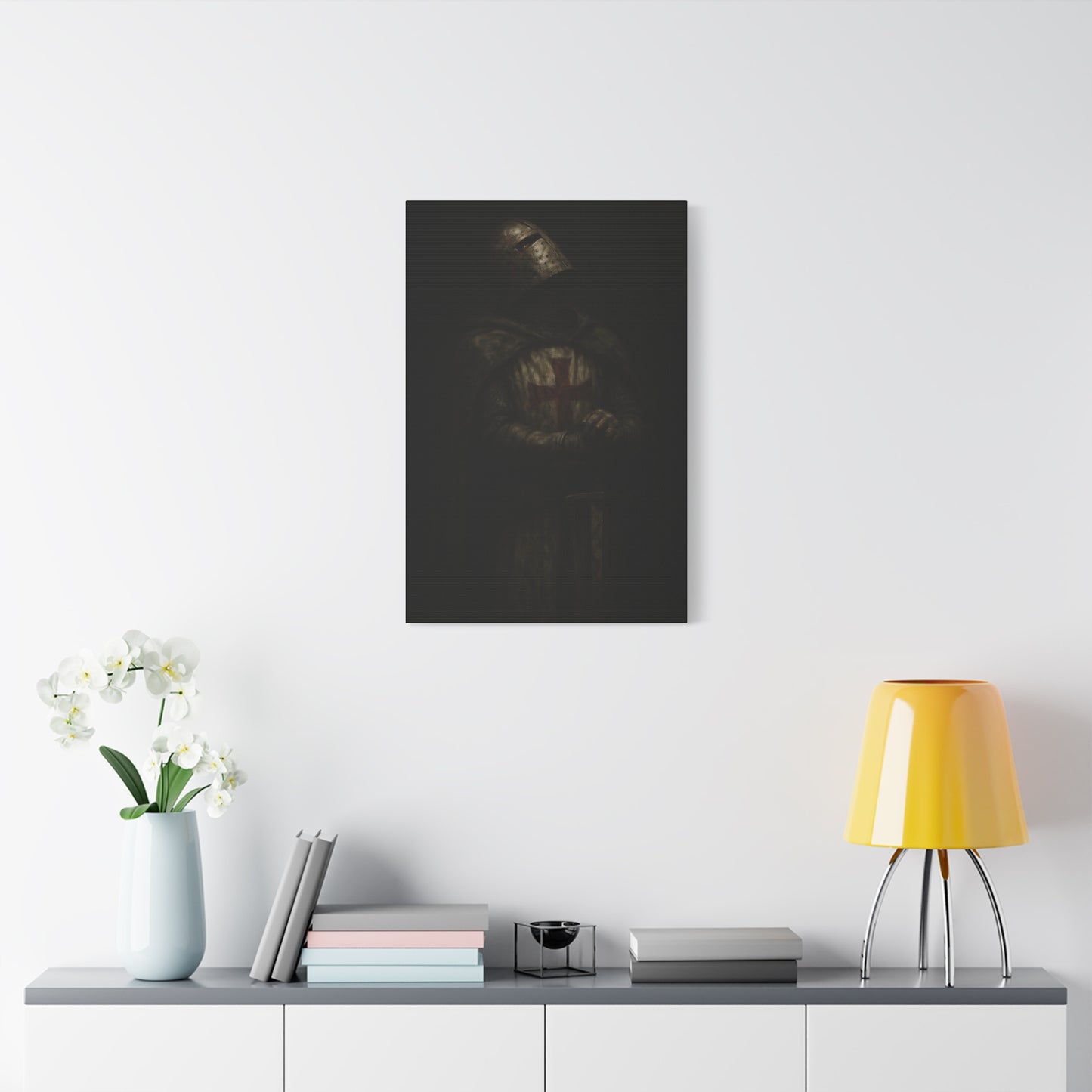 Dark Crusader Knight Matte Canvas | Stretched Wall Art