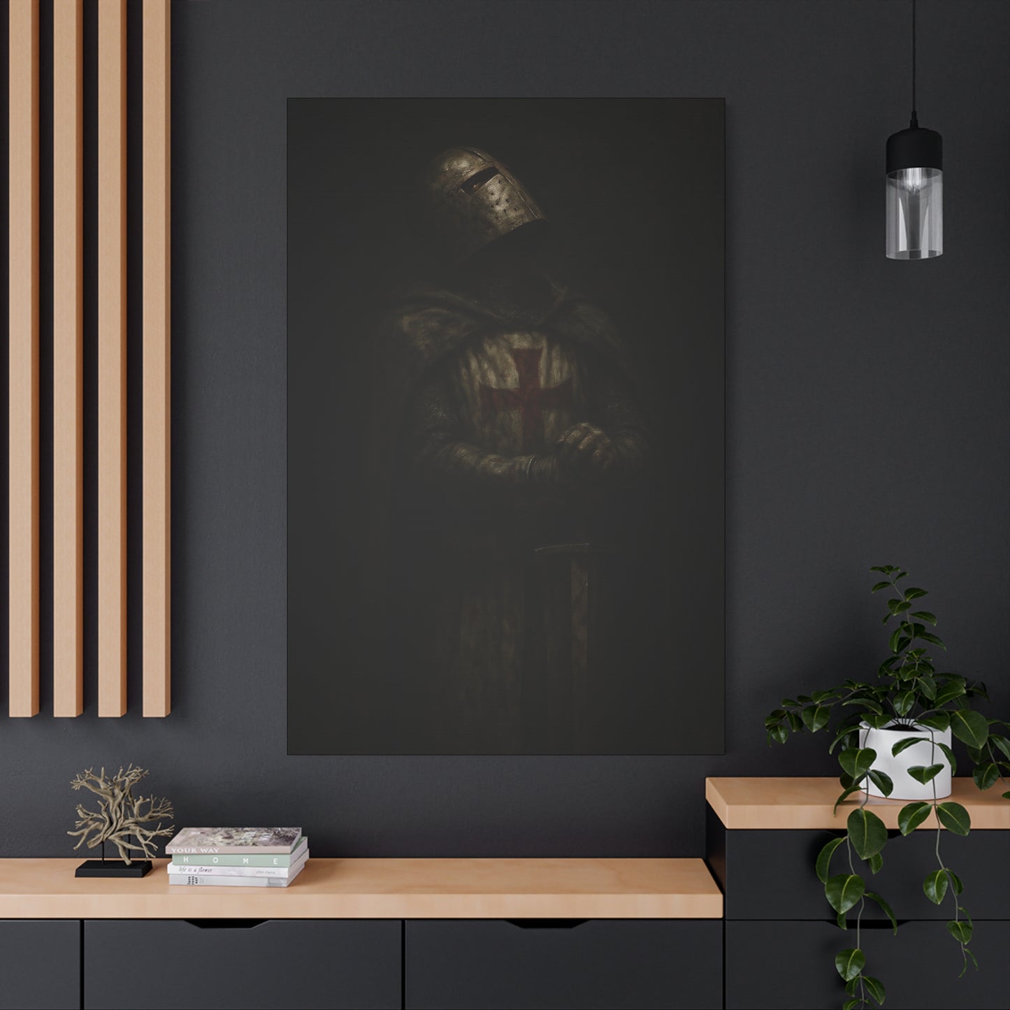 Dark Crusader Knight Matte Canvas | Stretched Wall Art