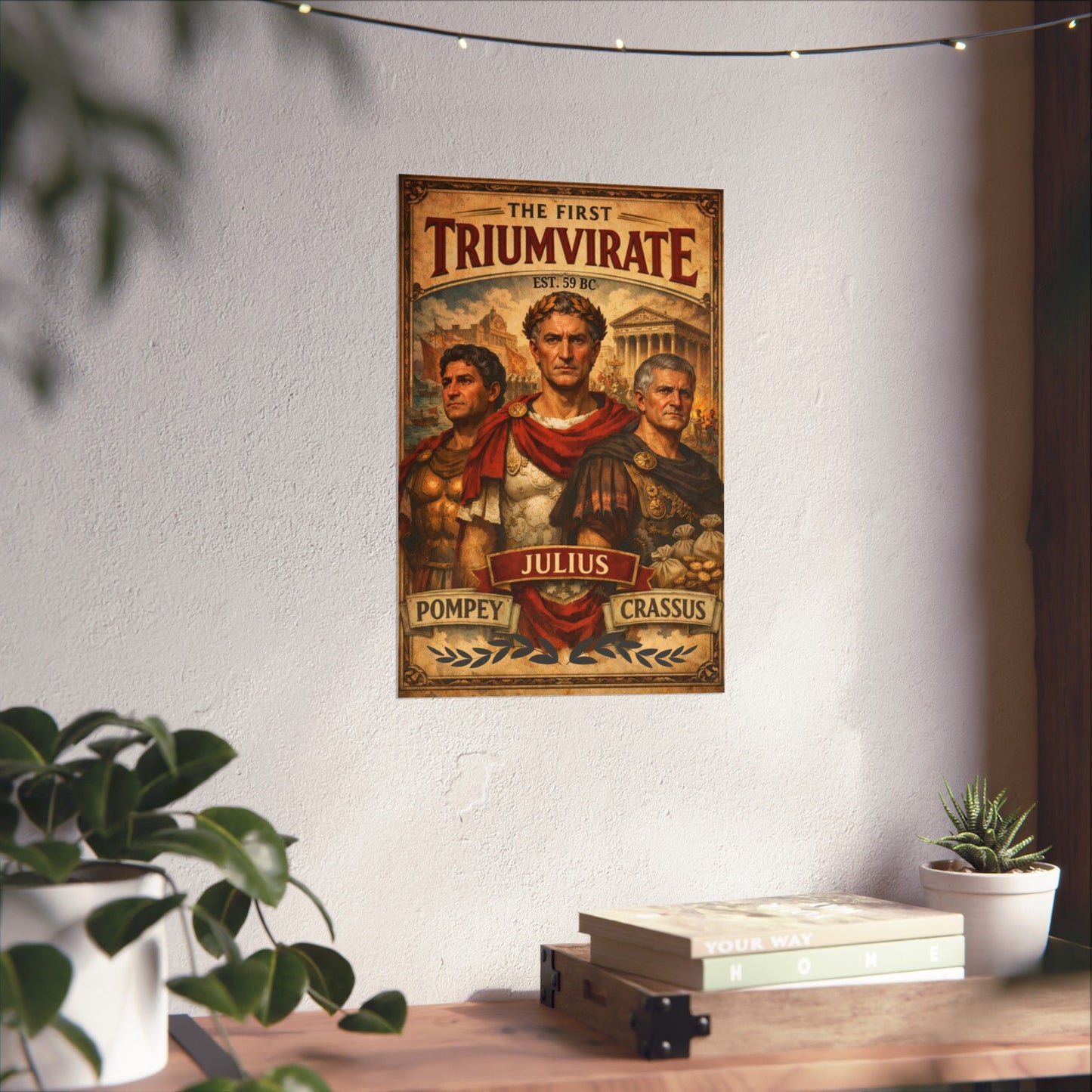 First Triumvirate Julius Poster | Matte Vertical History Art Print, Pompey Crassus