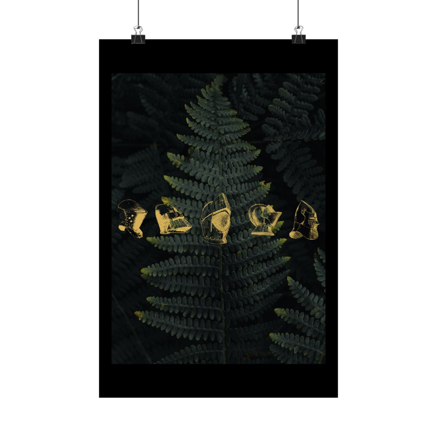 Gold Medieval Helms Matte Vertical Poster | Wall Art