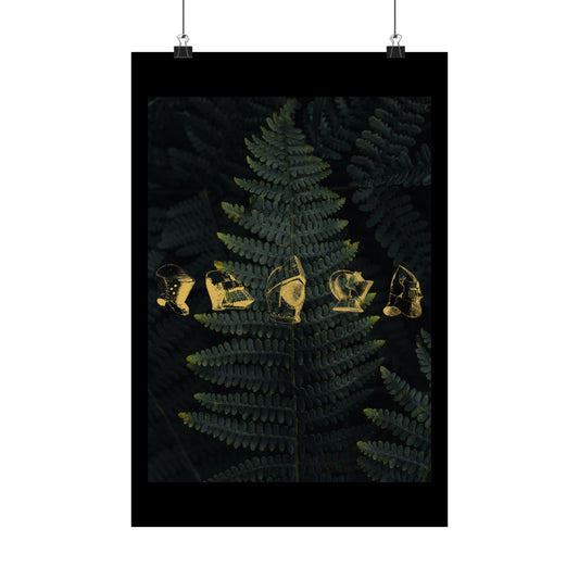 Gold Medieval Helms Matte Vertical Poster | Wall Art