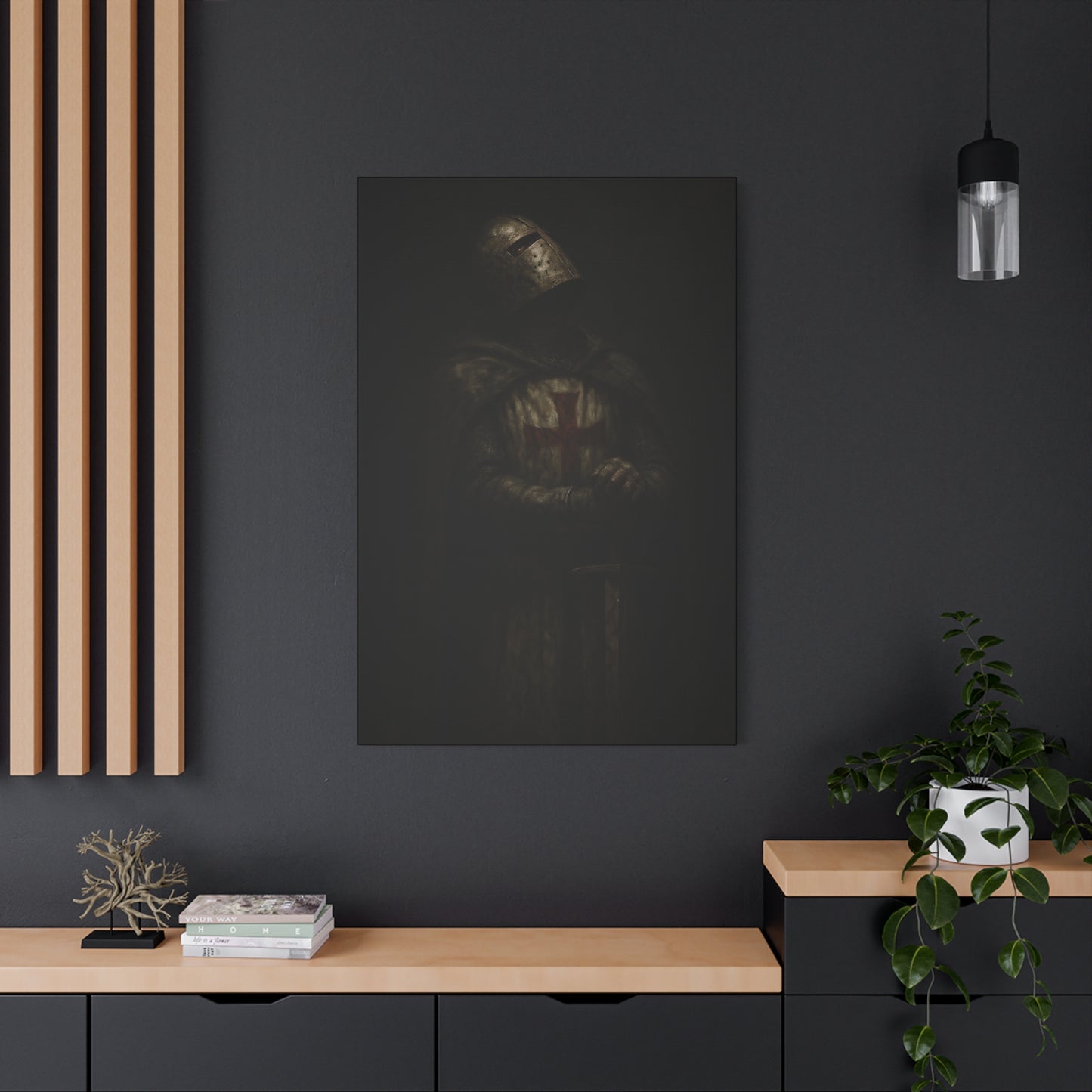 Dark Crusader Knight Matte Canvas | Stretched Wall Art