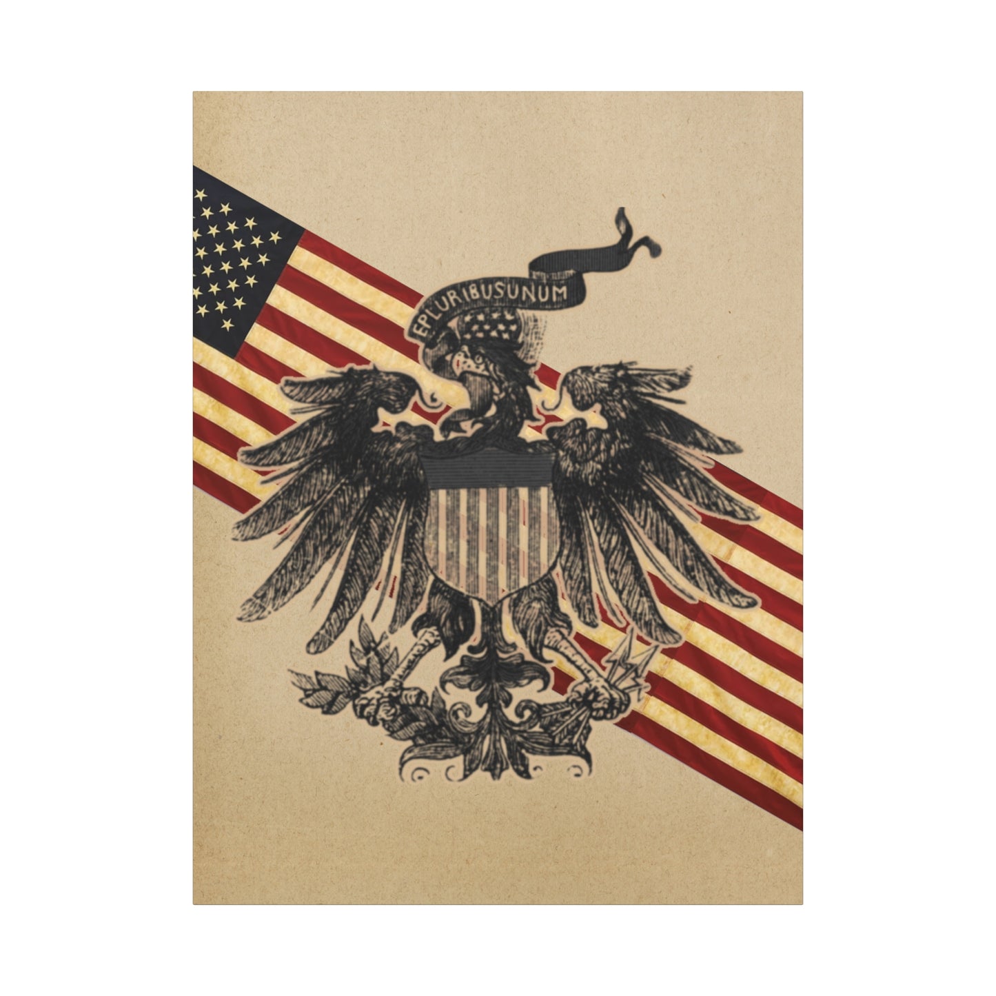 19th Century American Heraldry - Vintage American Flag Canvas