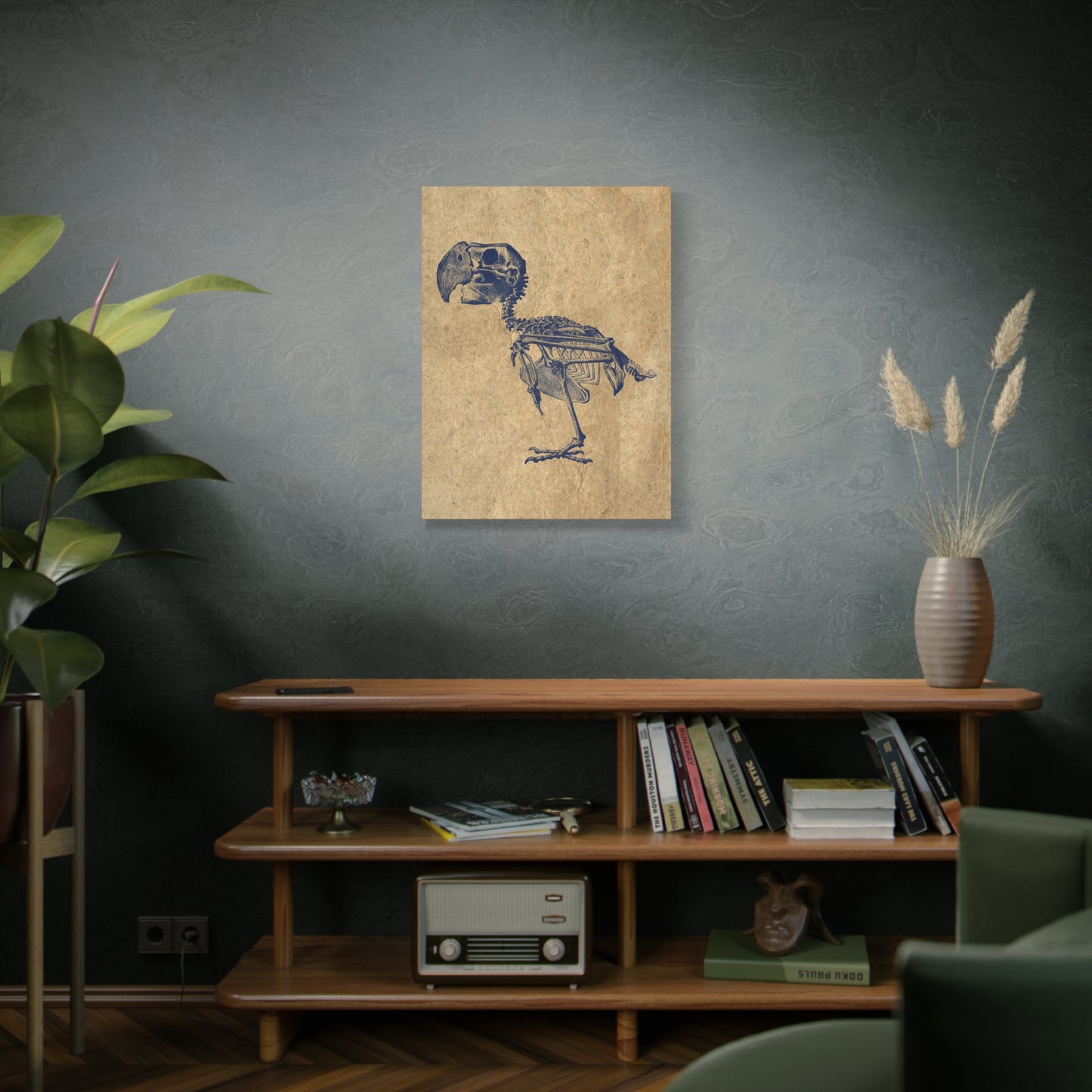 Parrot Skeleton Illustration Matte Canvas