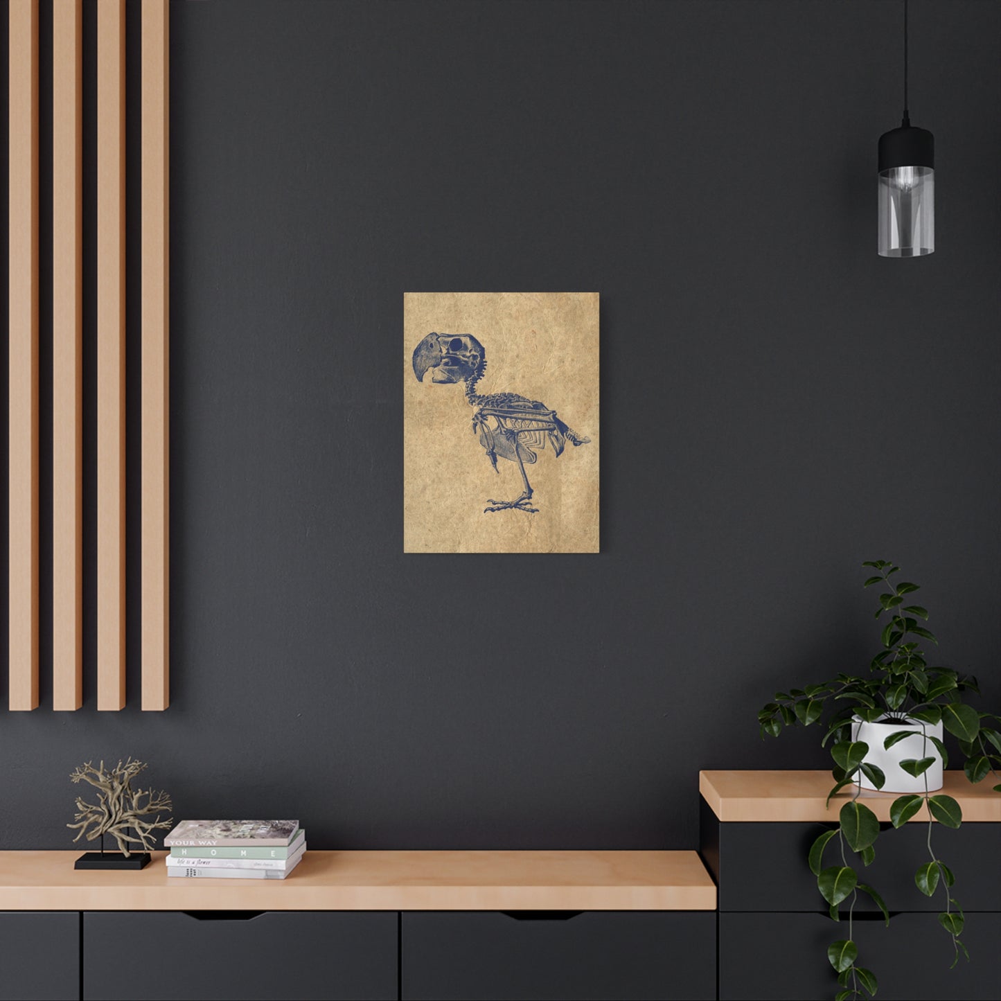 Parrot Skeleton Illustration Matte Canvas