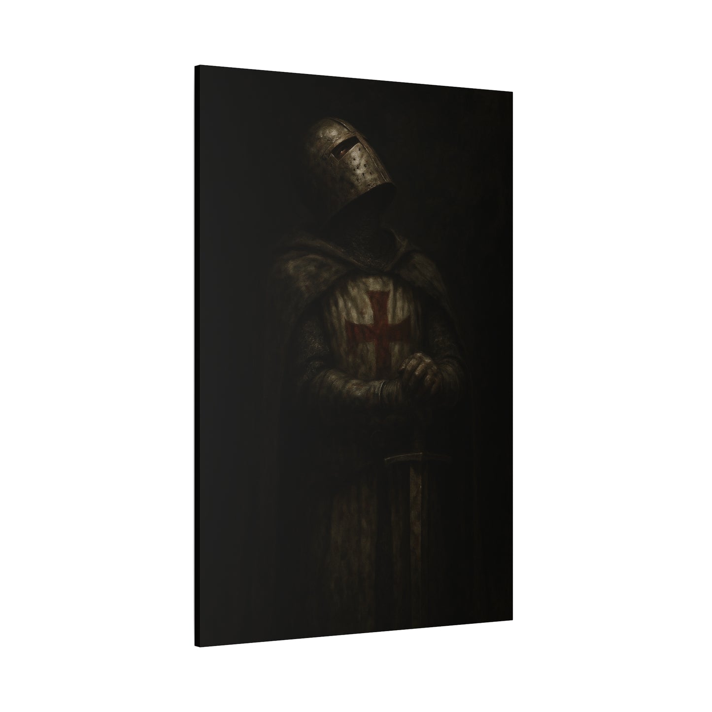 Dark Crusader Knight Matte Canvas | Stretched Wall Art