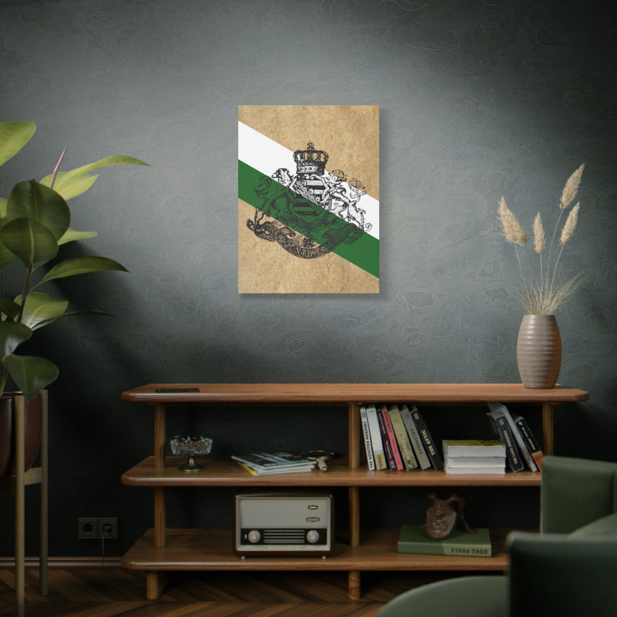 19th Century Saxon Heraldry Canvas Print — Vintage Coat of Arms Wall Art