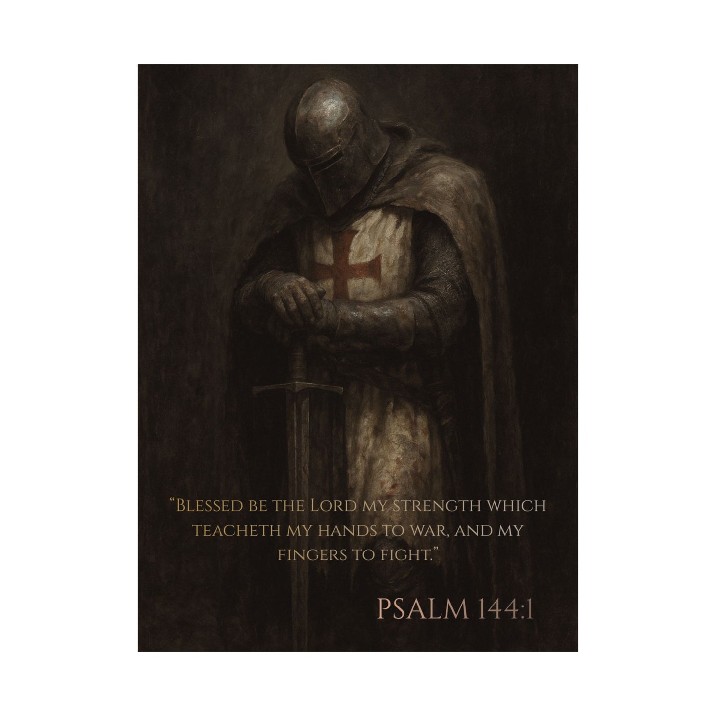 Templar Knight Matte Vertical Poster, Psalm 144:1 Art Print, Wall Decor, Home Decoration