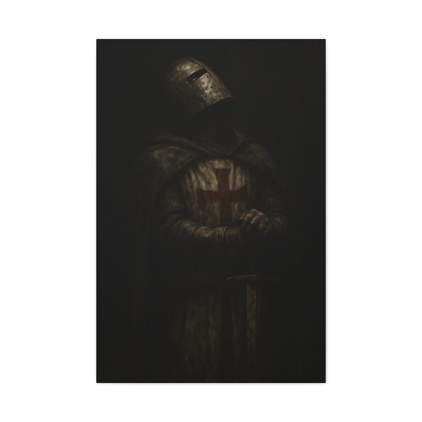 Dark Crusader Knight Matte Canvas | Stretched Wall Art