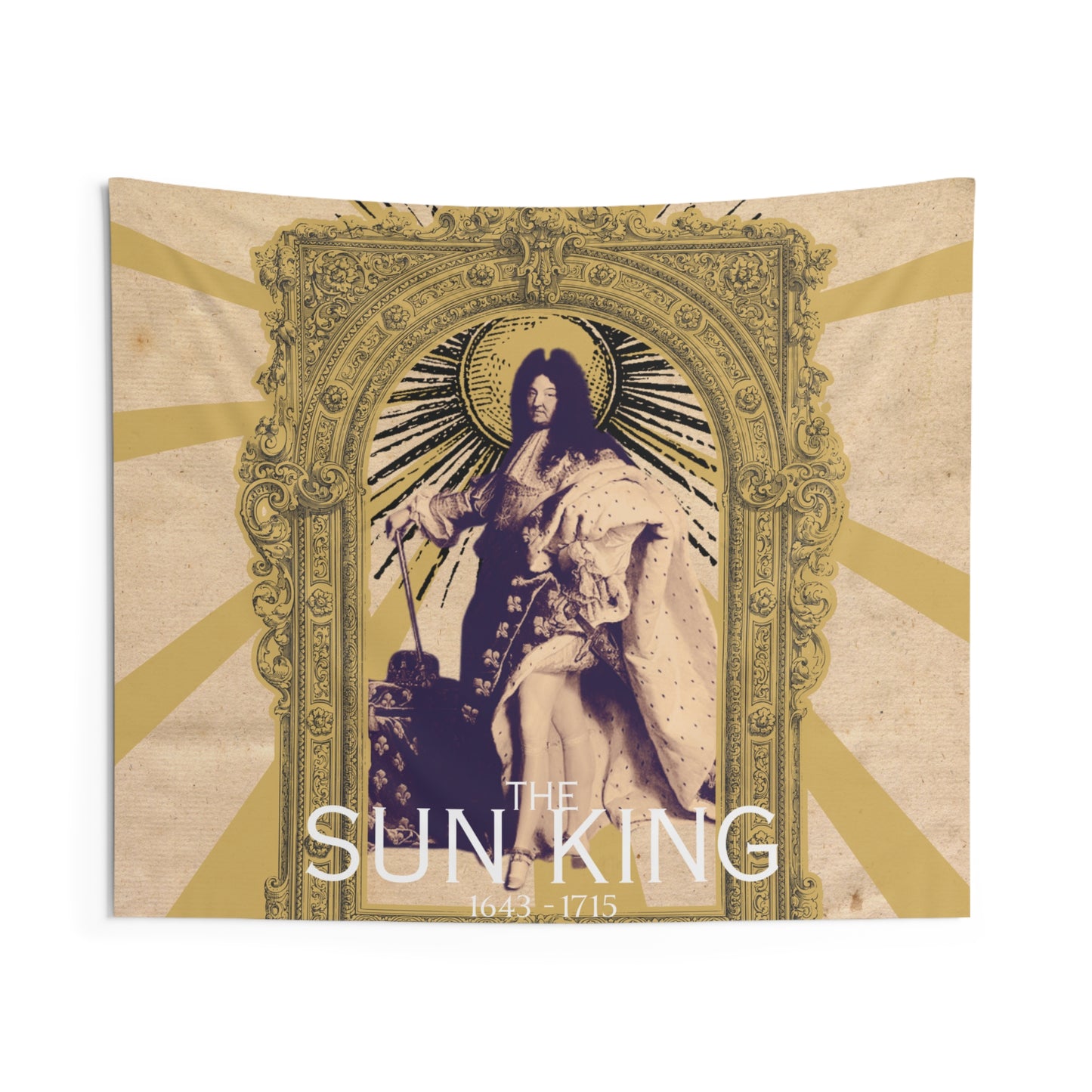 King Louis XIV "The Sun King" - Indoor Wall Tapestry | Vintage Tan Background