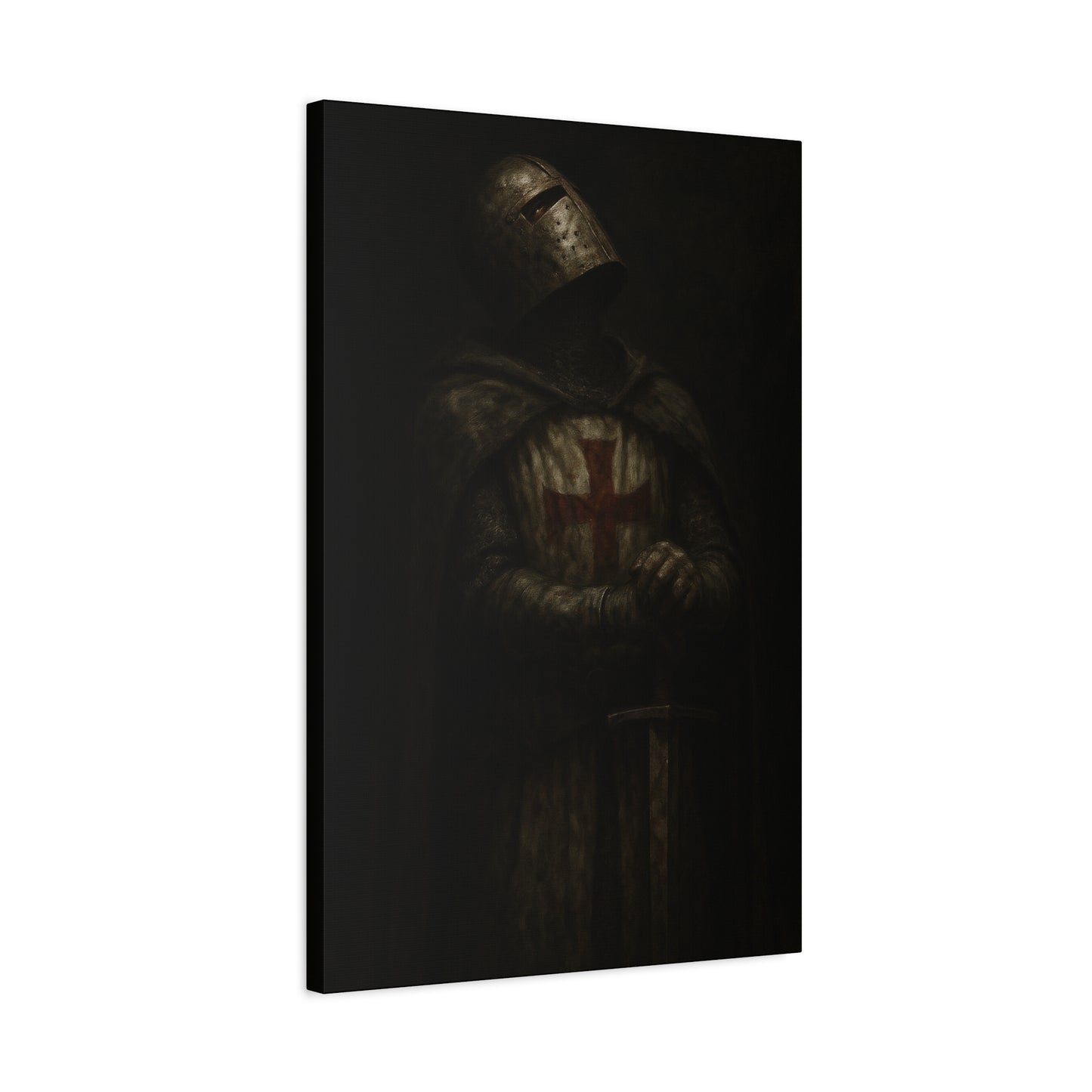 Dark Crusader Knight Matte Canvas | Stretched Wall Art