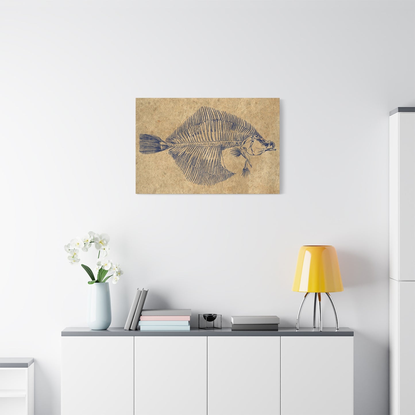 Vintage Fish Skeleton Illustration Matte Canvas