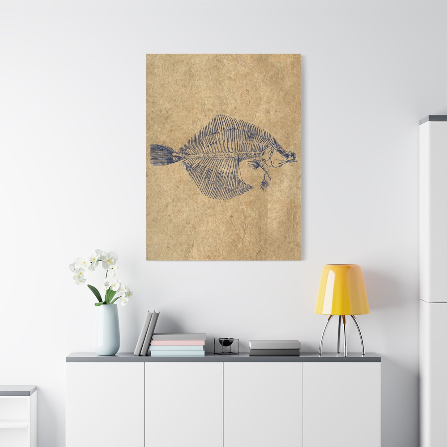 Vintage Fish Skeleton Illustration Matte Canvas