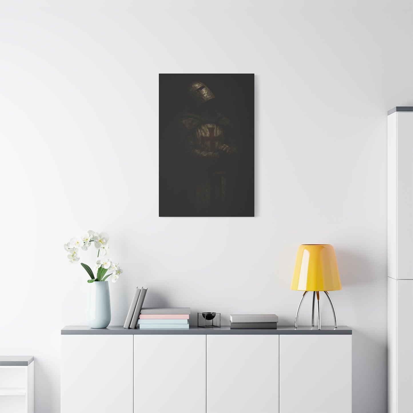 Dark Crusader Knight Matte Canvas | Stretched Wall Art