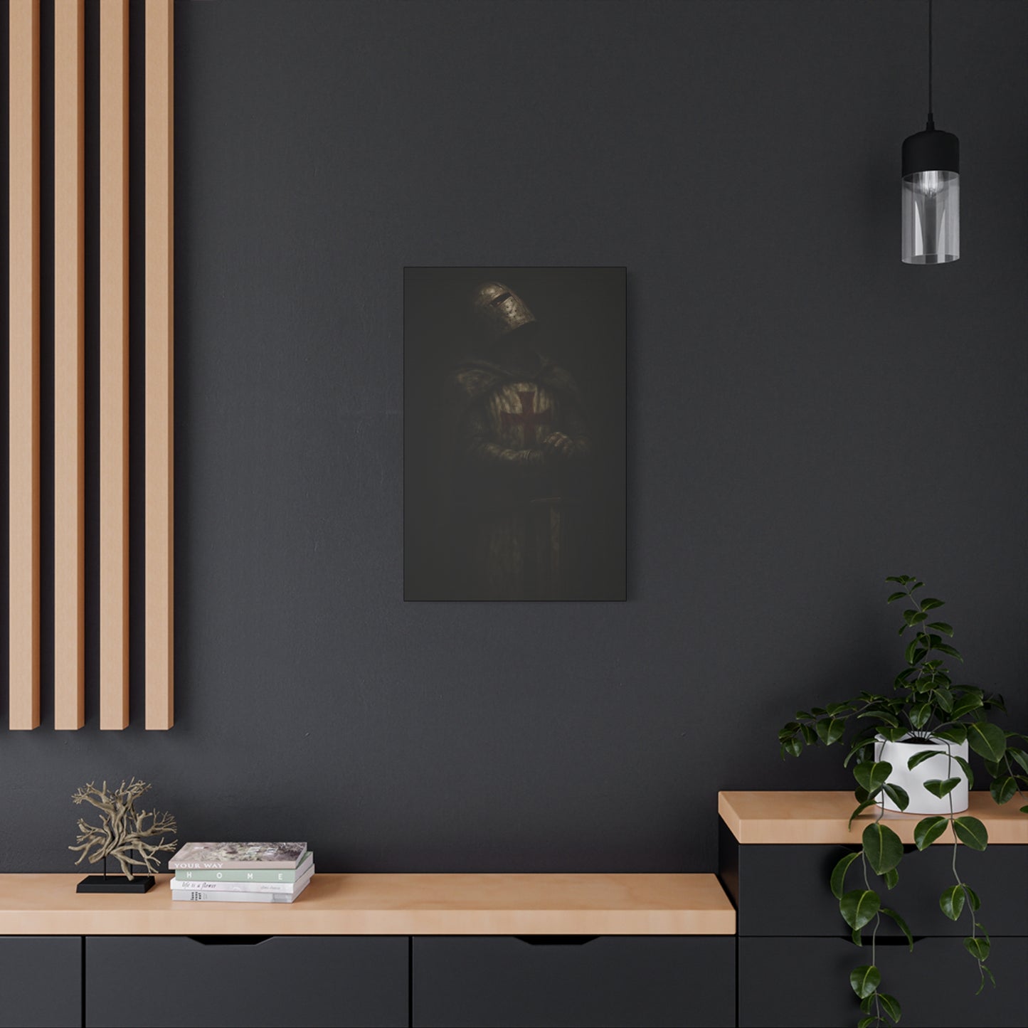 Dark Crusader Knight Matte Canvas | Stretched Wall Art
