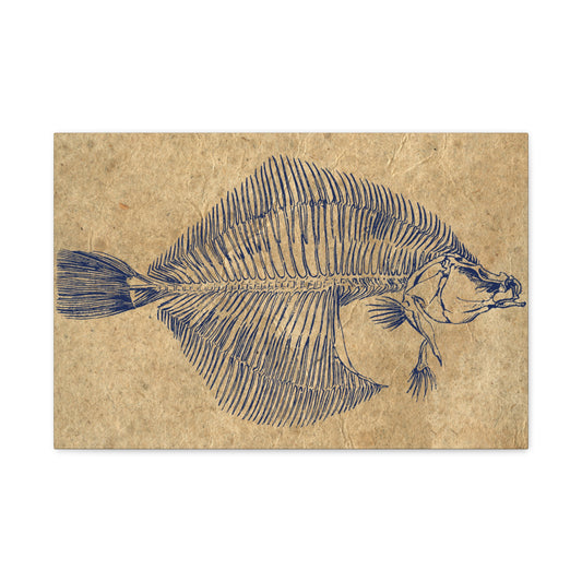 Vintage Fish Skeleton Illustration Matte Canvas