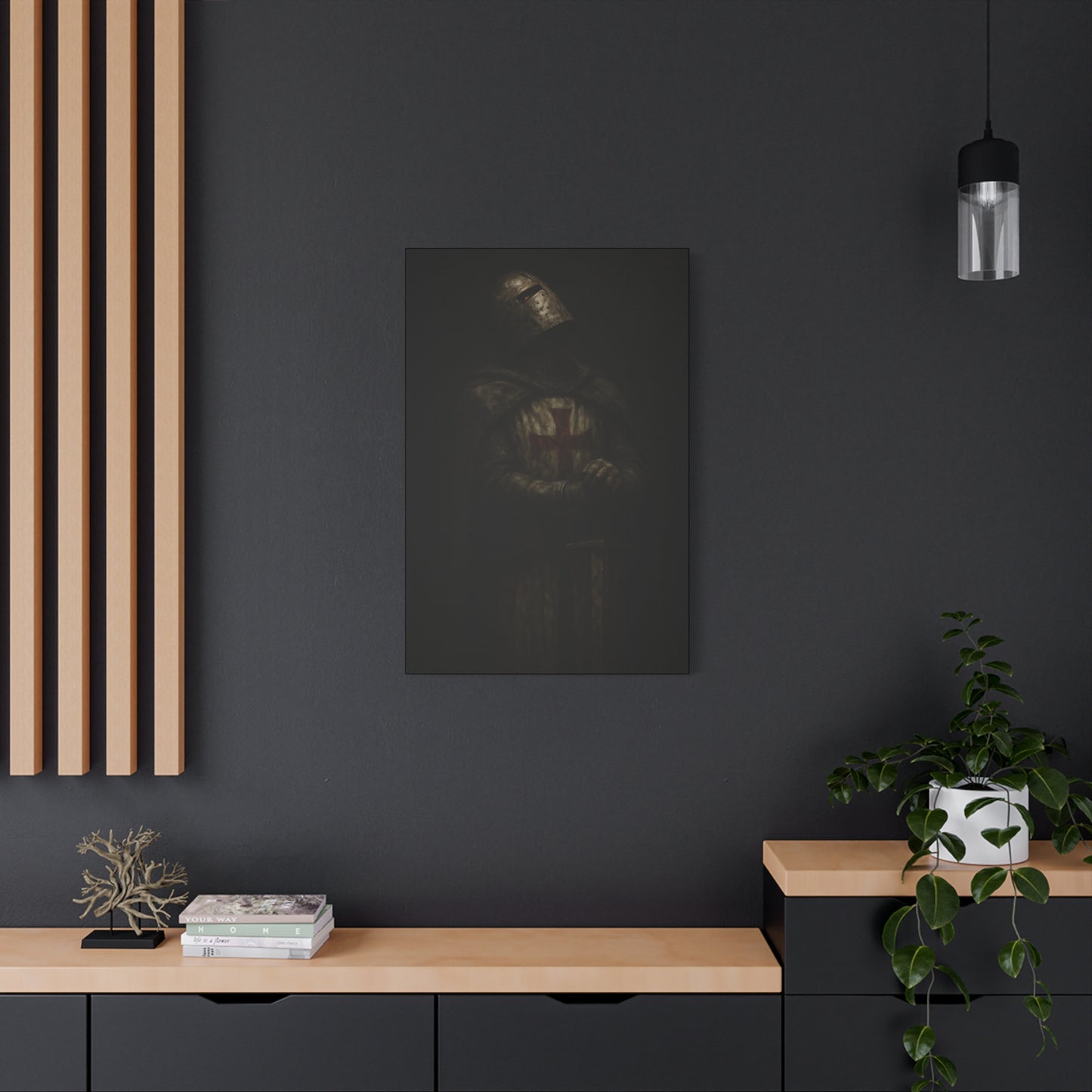 Dark Crusader Knight Matte Canvas | Stretched Wall Art
