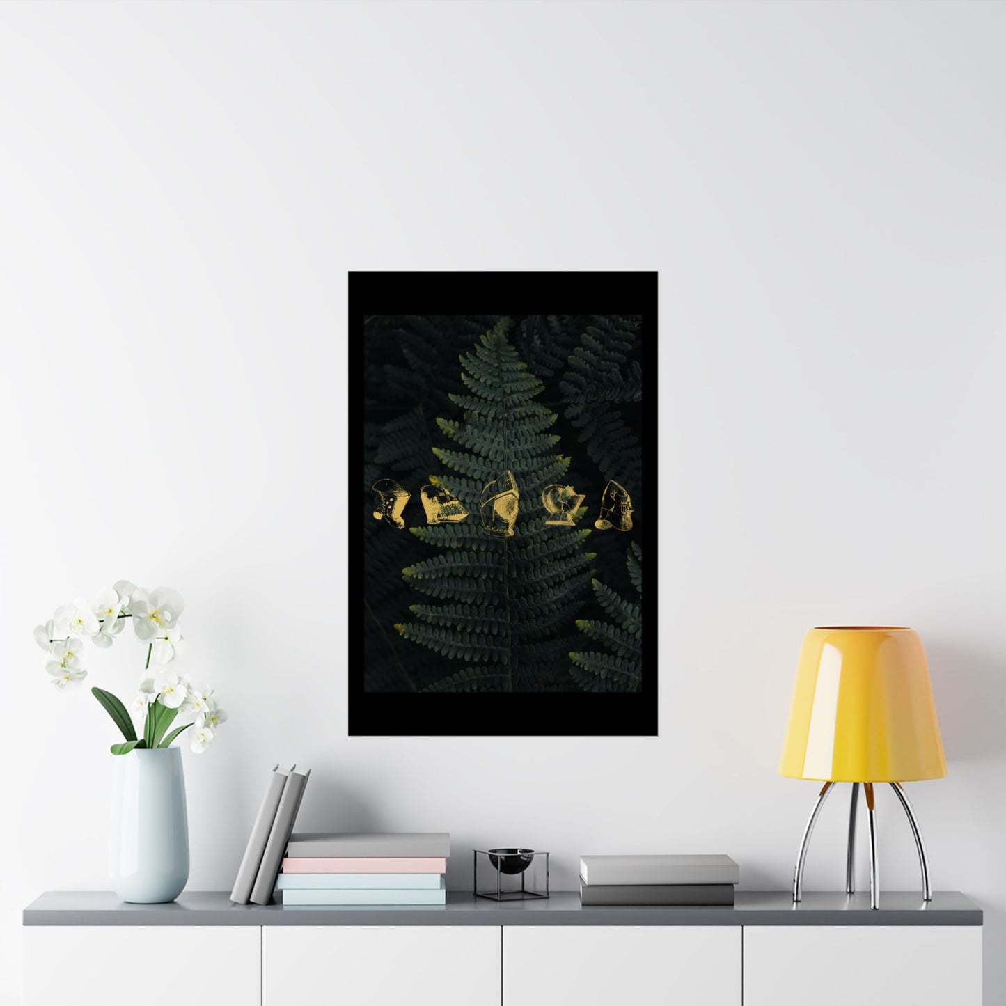 Gold Medieval Helms Matte Vertical Poster | Wall Art