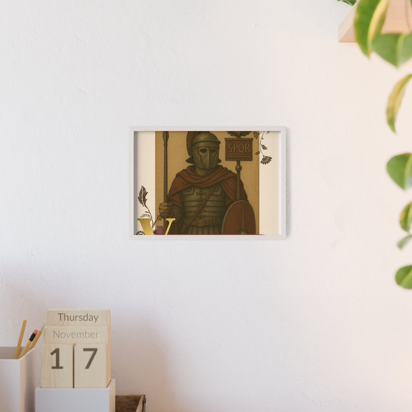 Roman Inspirational Wall Art, Wooden Frame Poster, Motivational Home Decor, Gift for History Lovers, Gladiator Print