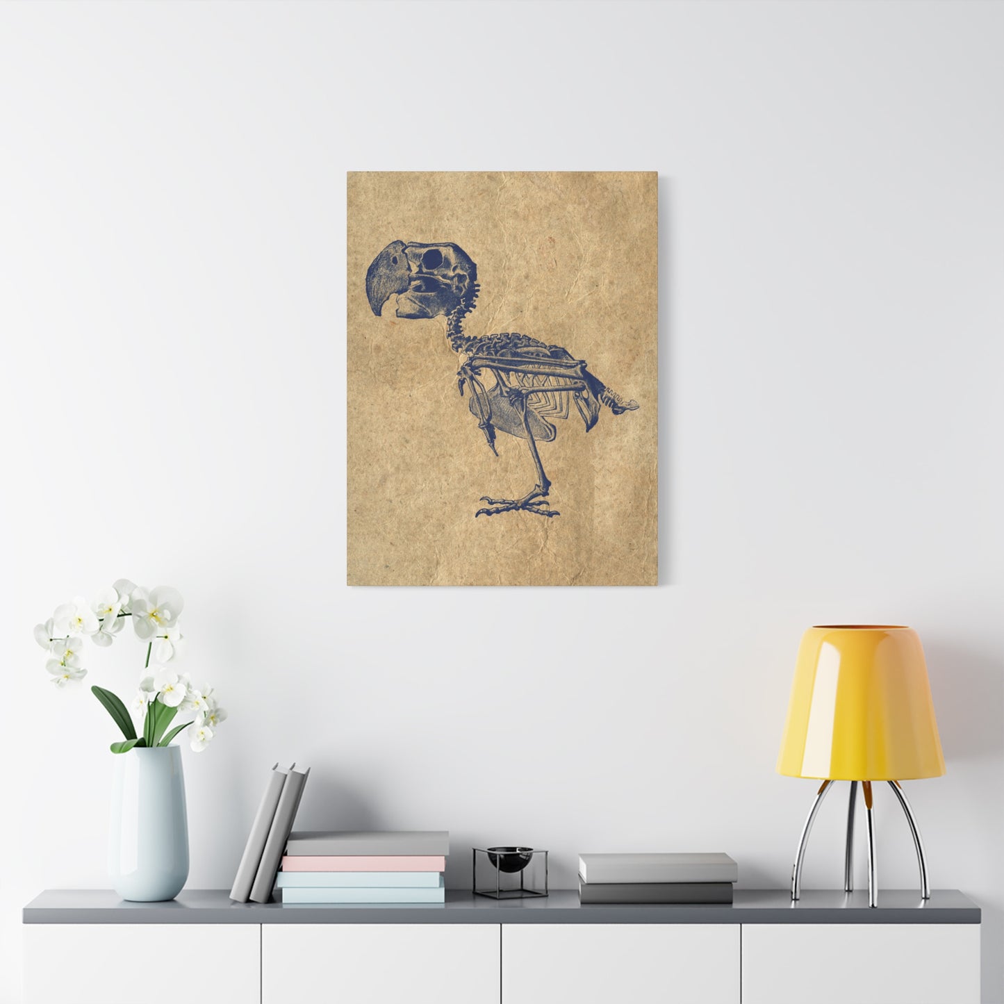 Parrot Skeleton Illustration Matte Canvas