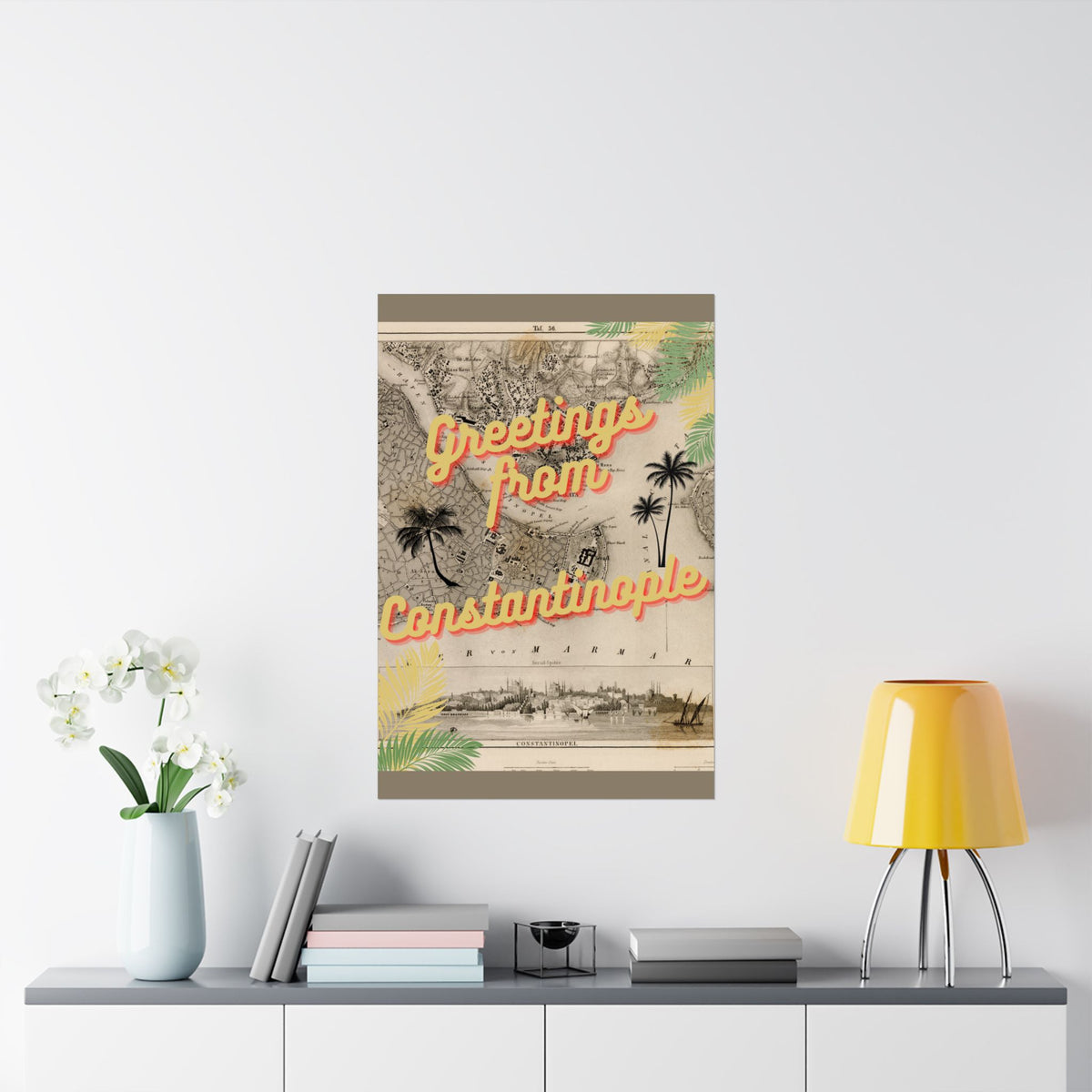 Greetings From Constantinople Matte Poster — Vintage Travel Map Wall Art