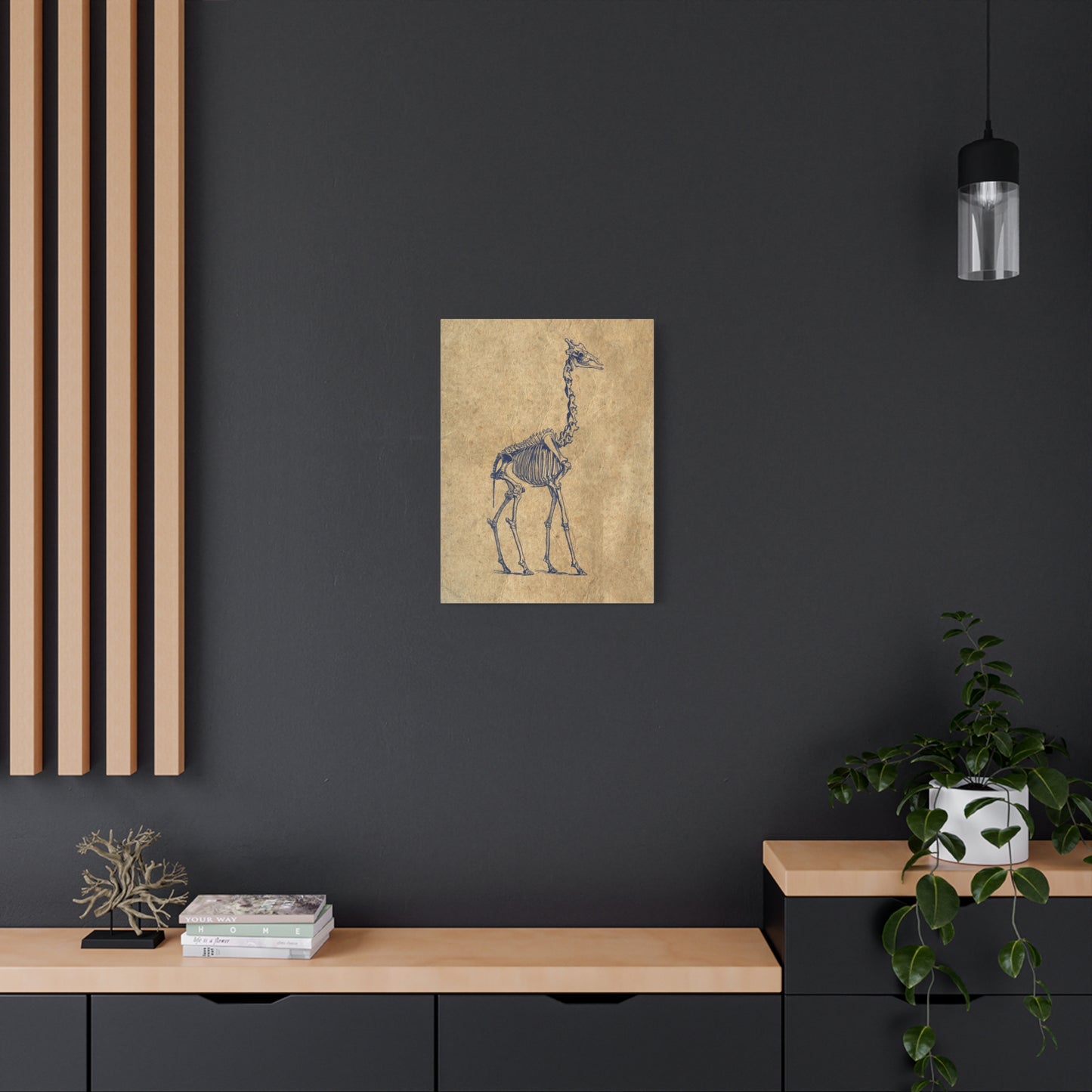 Giraffe Skeleton Illustration Matte Canvas