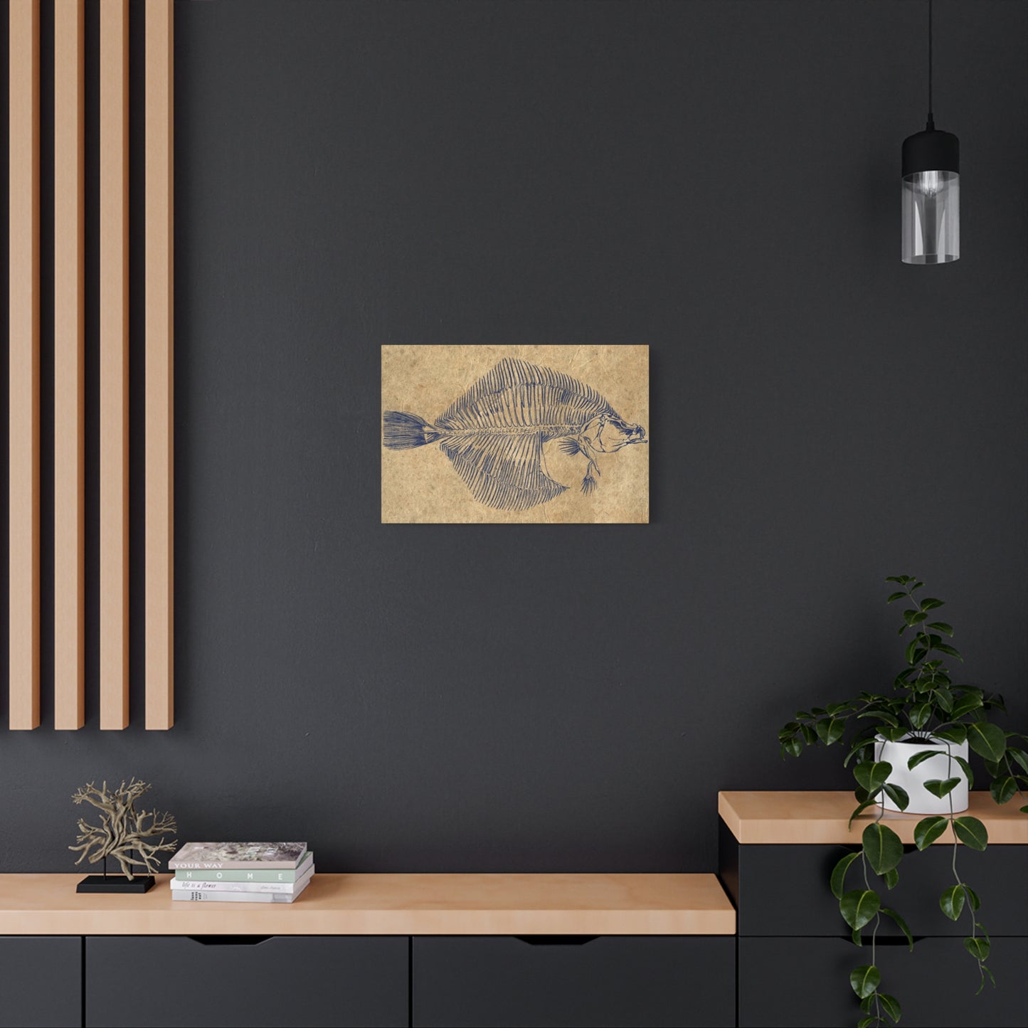 Vintage Fish Skeleton Illustration Matte Canvas